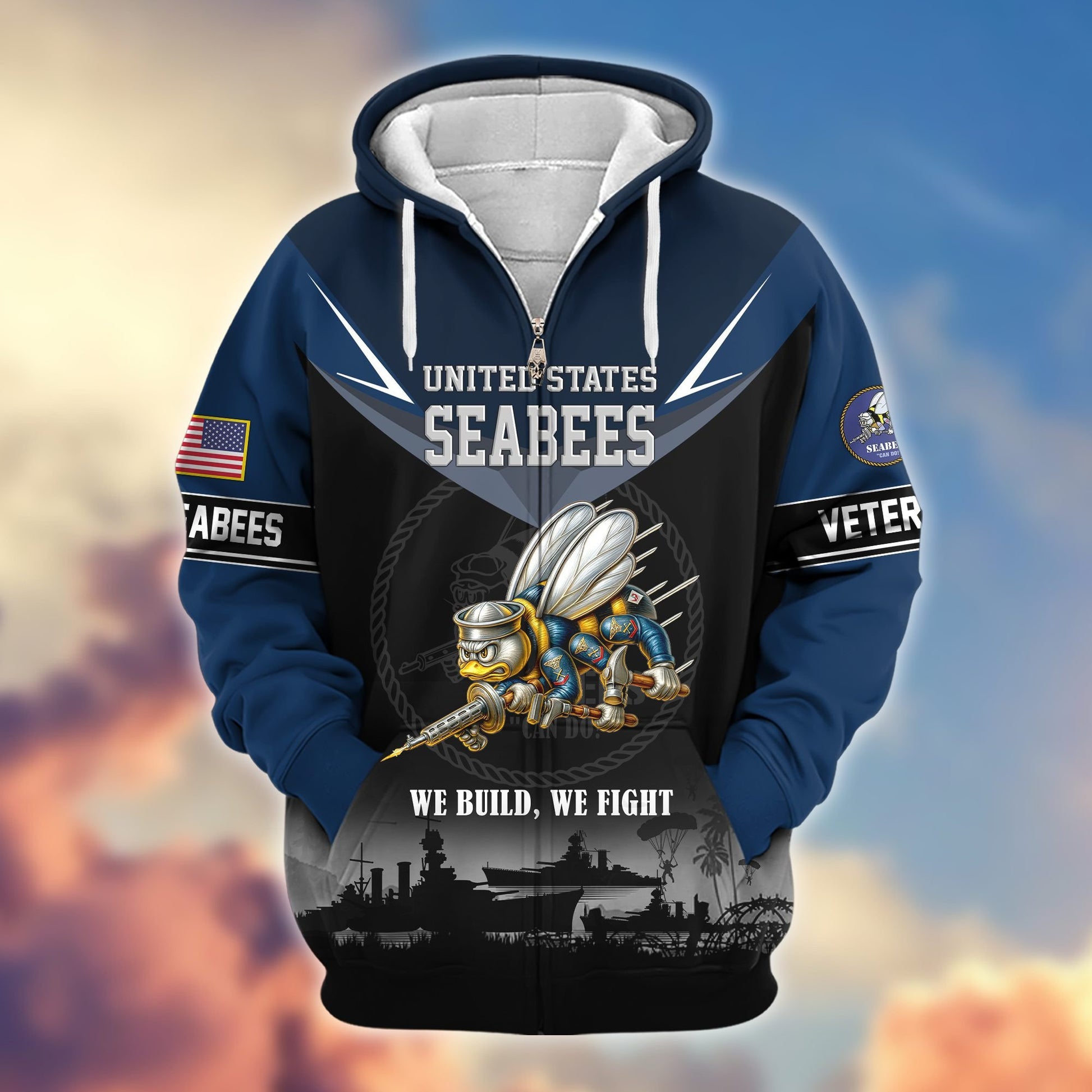 Premium US Veterans Zip Hoodie BPHN091012, Gifts For US Veterans, Gifts On Father's Day, Veterans Day.