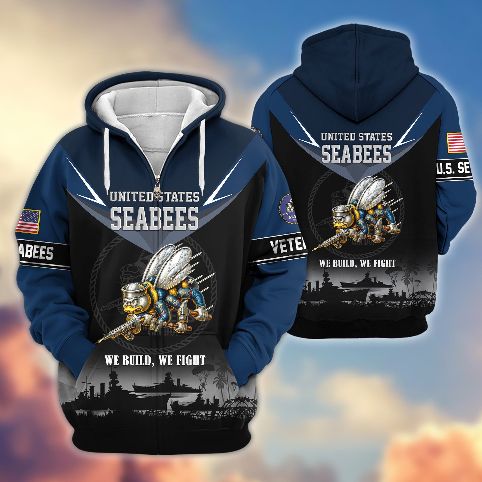 Premium US Veterans Zip Hoodie BPHN091012, Gifts For US Veterans, Gifts On Father's Day, Veterans Day.