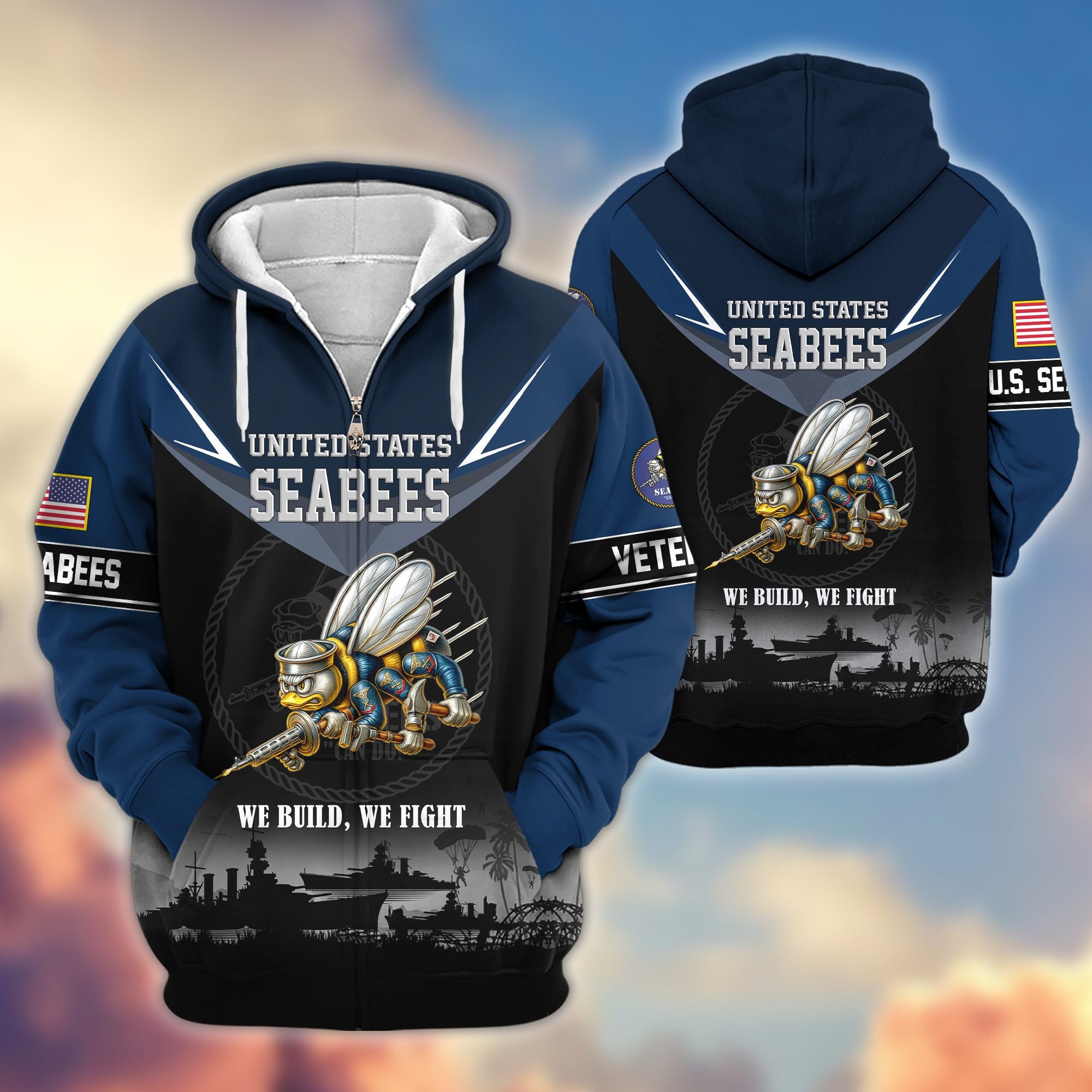 Premium US Veterans Zip Hoodie BPHN091012, Gifts For US Veterans, Gifts On Father's Day, Veterans Day.