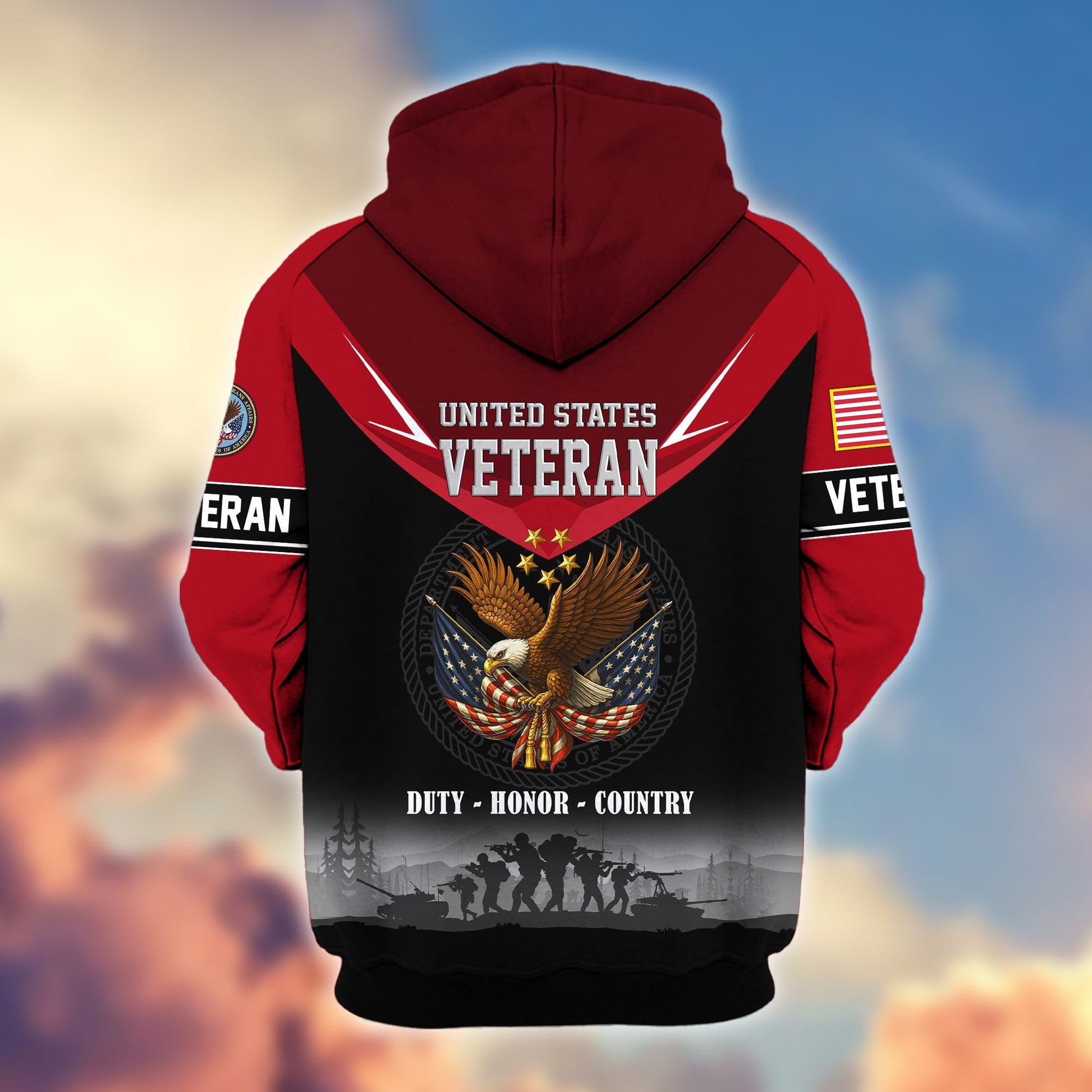 Premium US Veterans Zip Hoodie BPHN091012, Gifts For US Veterans, Gifts On Father's Day, Veterans Day.