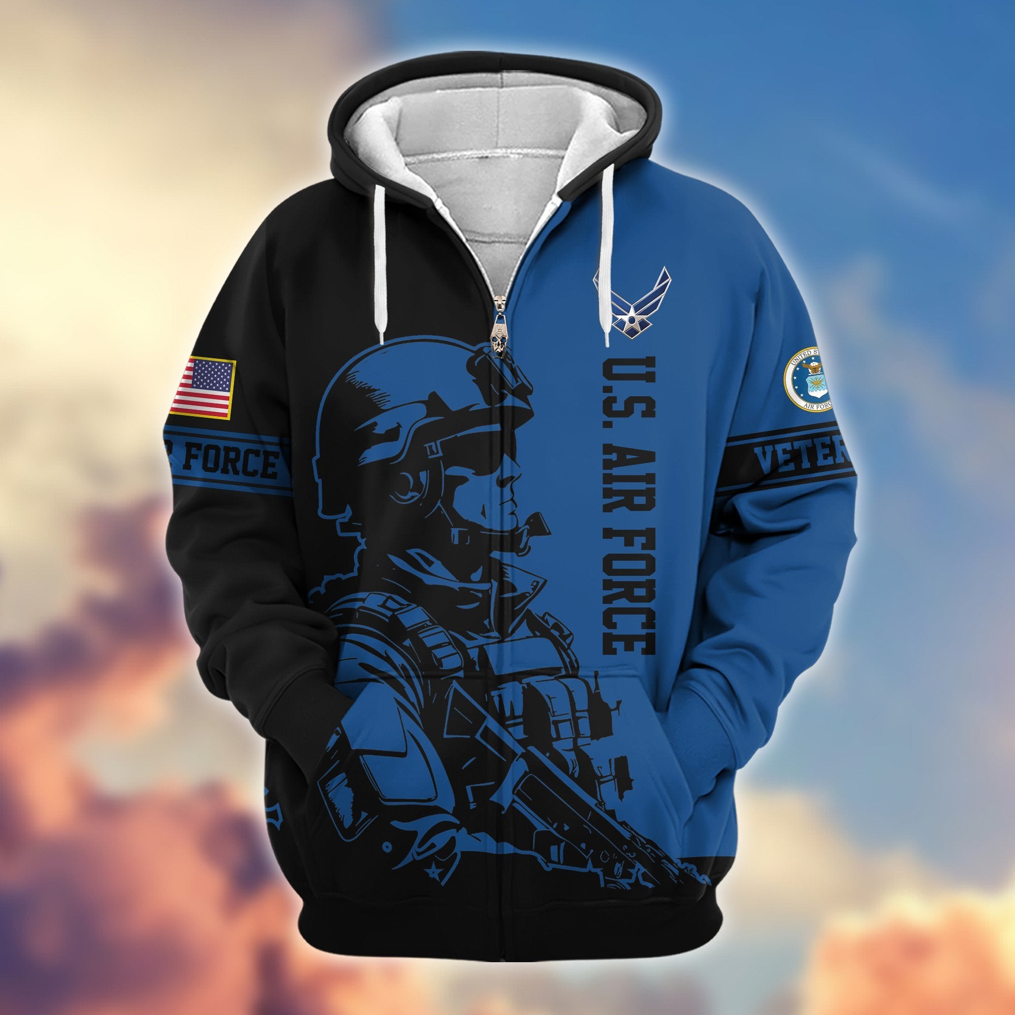 Premium US Veterans Zip Hoodie BPHN081013, Gifts For US Veterans, Gifts On Father's Day, Veterans Day.
