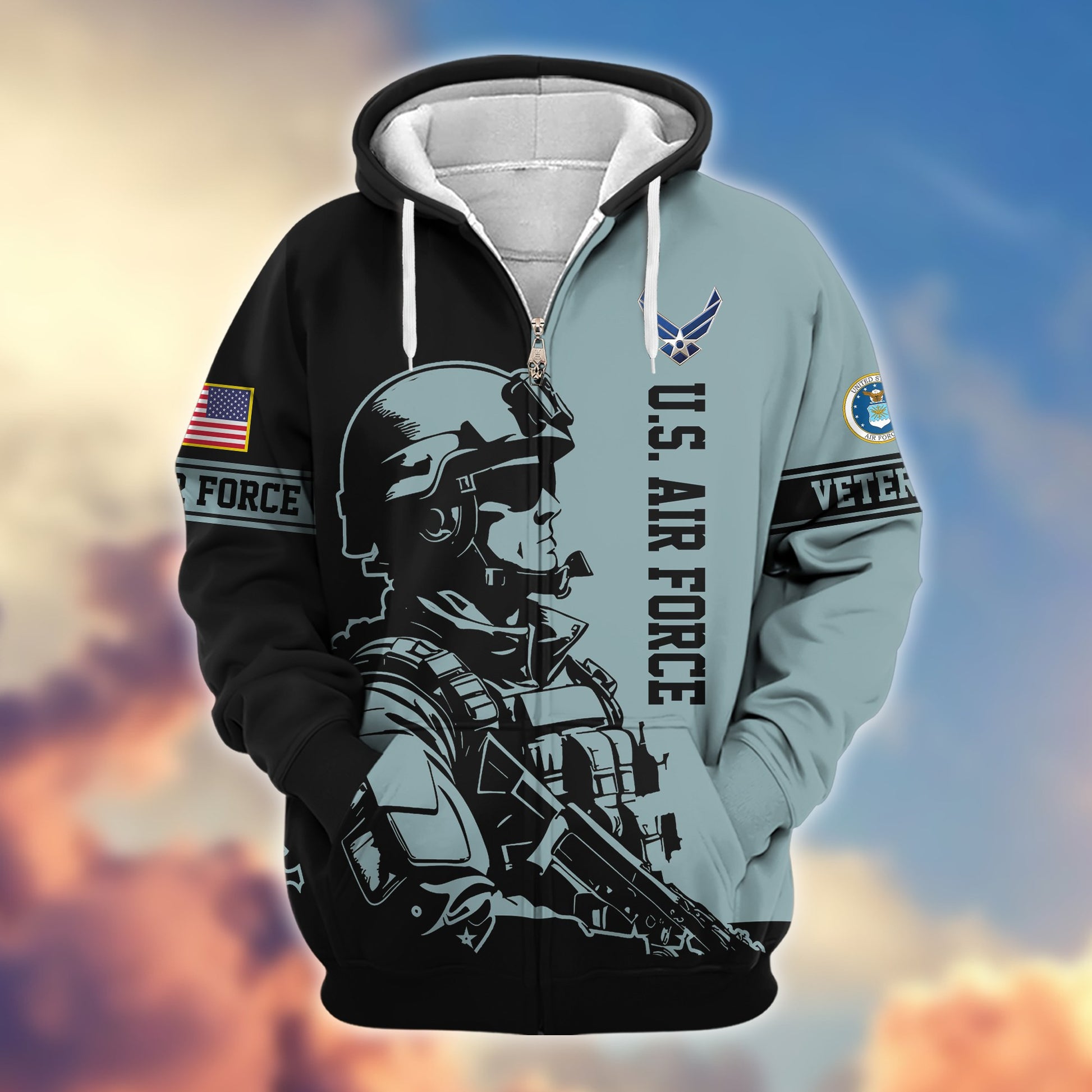 Premium US Veterans Zip Hoodie BPHN081013, Gifts For US Veterans, Gifts On Father's Day, Veterans Day.