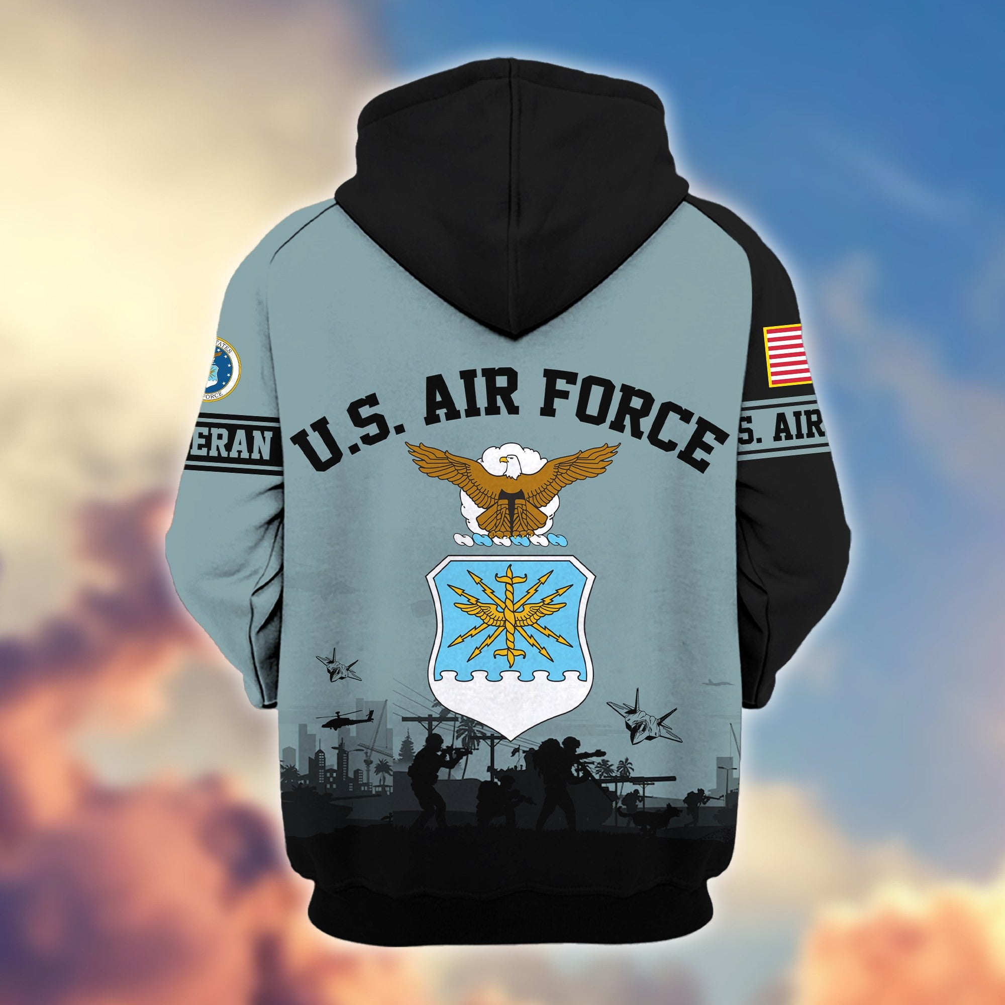 Premium US Veterans Zip Hoodie BPHN081013, Gifts For US Veterans, Gifts On Father's Day, Veterans Day.