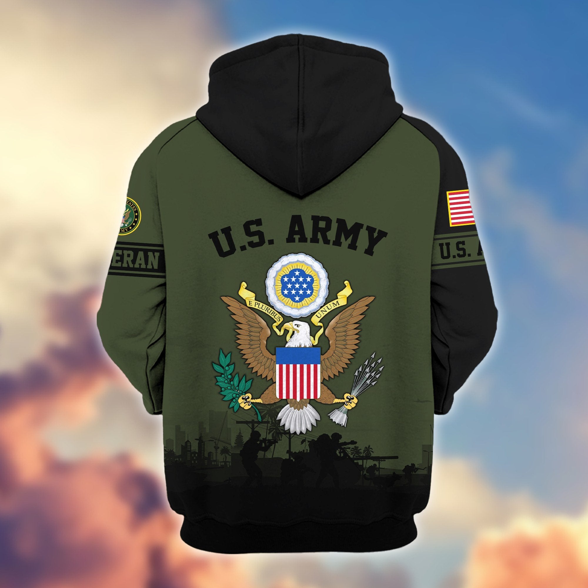 Premium US Veterans Zip Hoodie BPHN081013, Gifts For US Veterans, Gifts On Father's Day, Veterans Day.