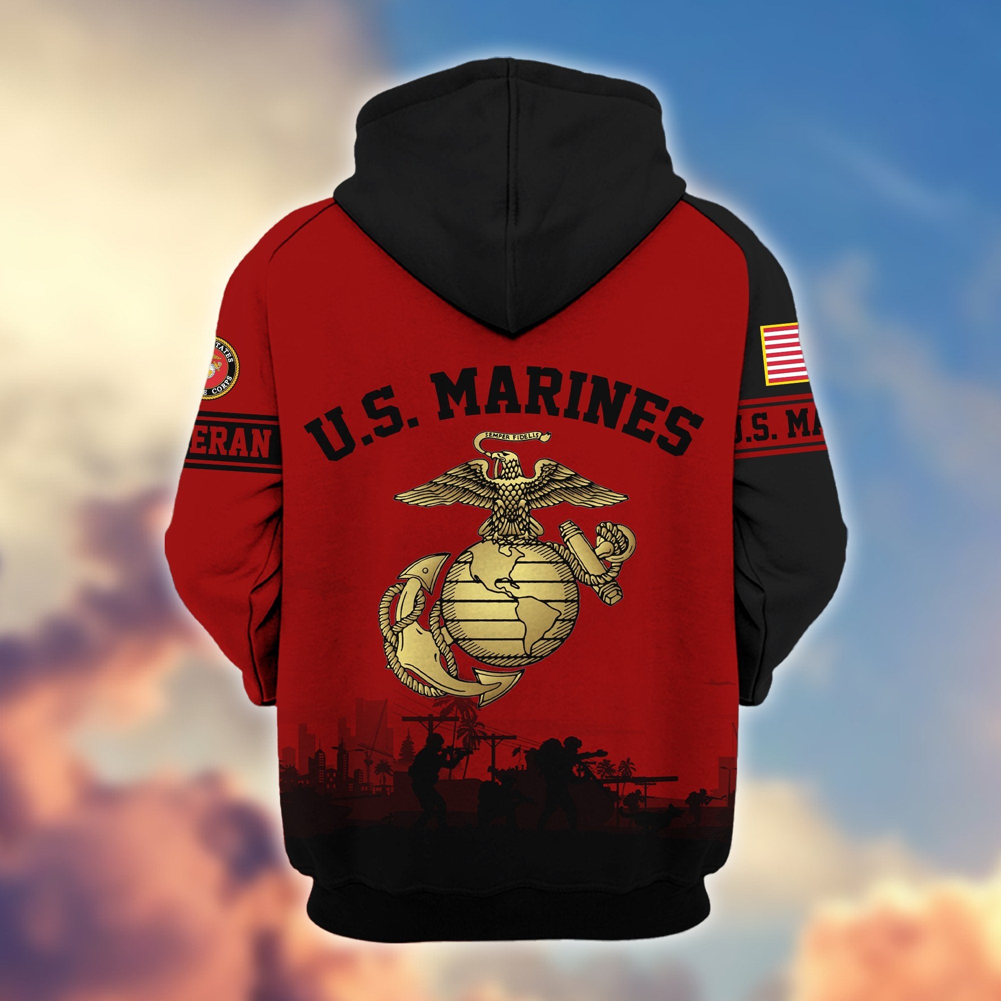 Premium US Veterans Zip Hoodie BPHN081013, Gifts For US Veterans, Gifts On Father's Day, Veterans Day.