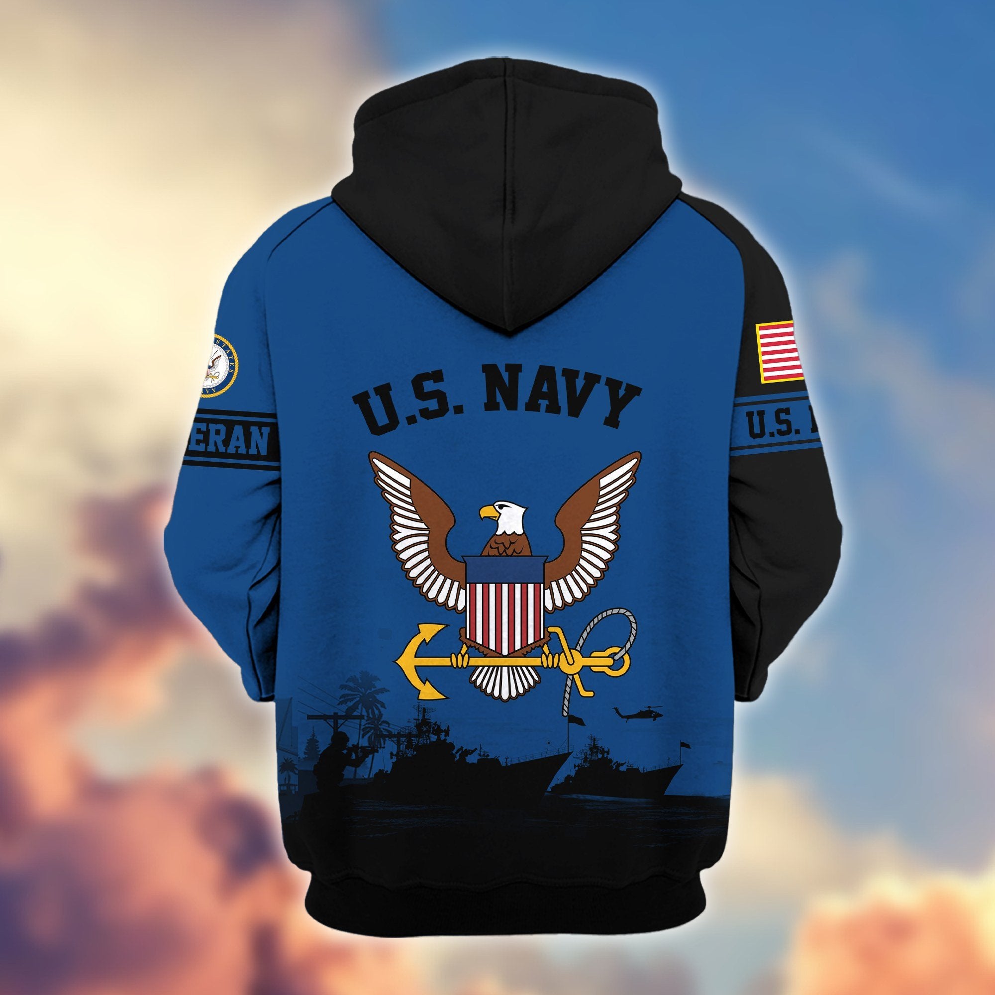 Premium US Veterans Zip Hoodie BPHN081013, Gifts For US Veterans, Gifts On Father's Day, Veterans Day.