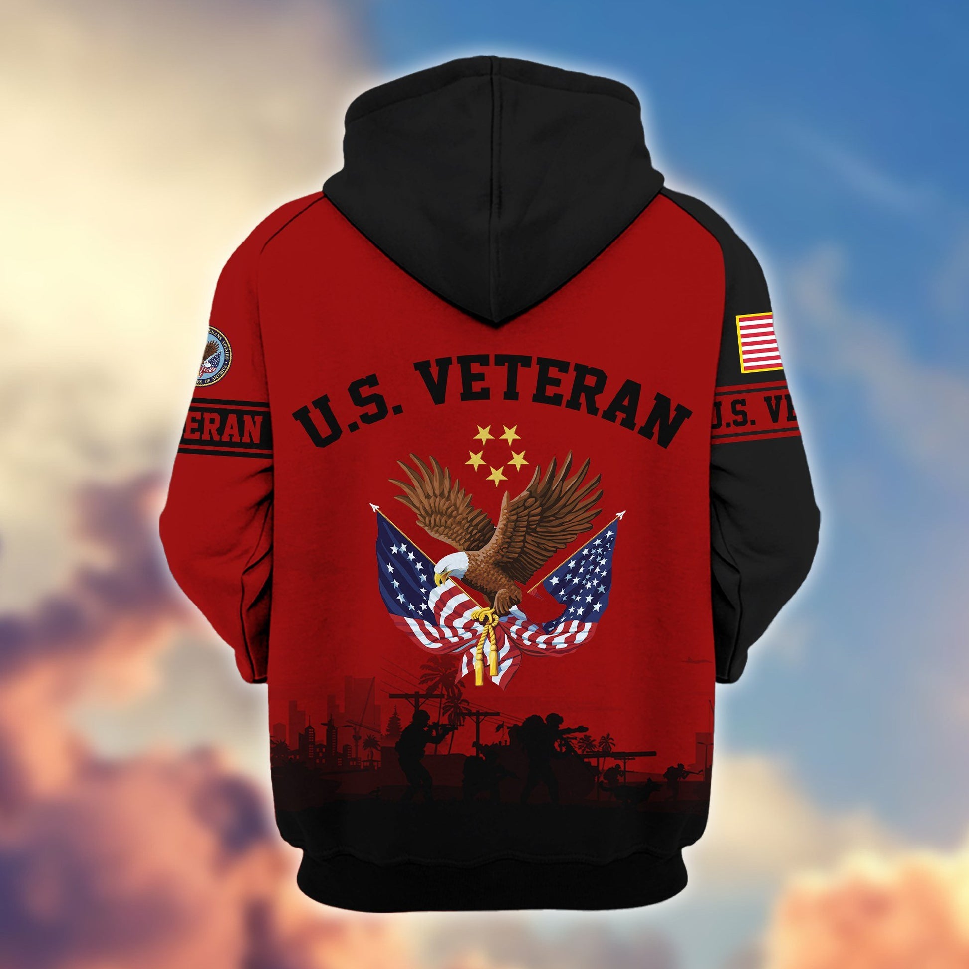 Premium US Veterans Zip Hoodie BPHN081013, Gifts For US Veterans, Gifts On Father's Day, Veterans Day.