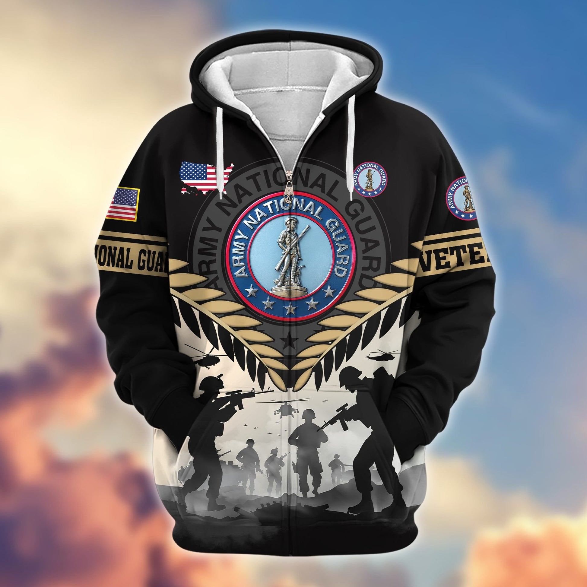 Premium US Veterans Zip Hoodie BPHN151011, Gifts For US Veterans, Gifts On Father's Day, Veterans Day.