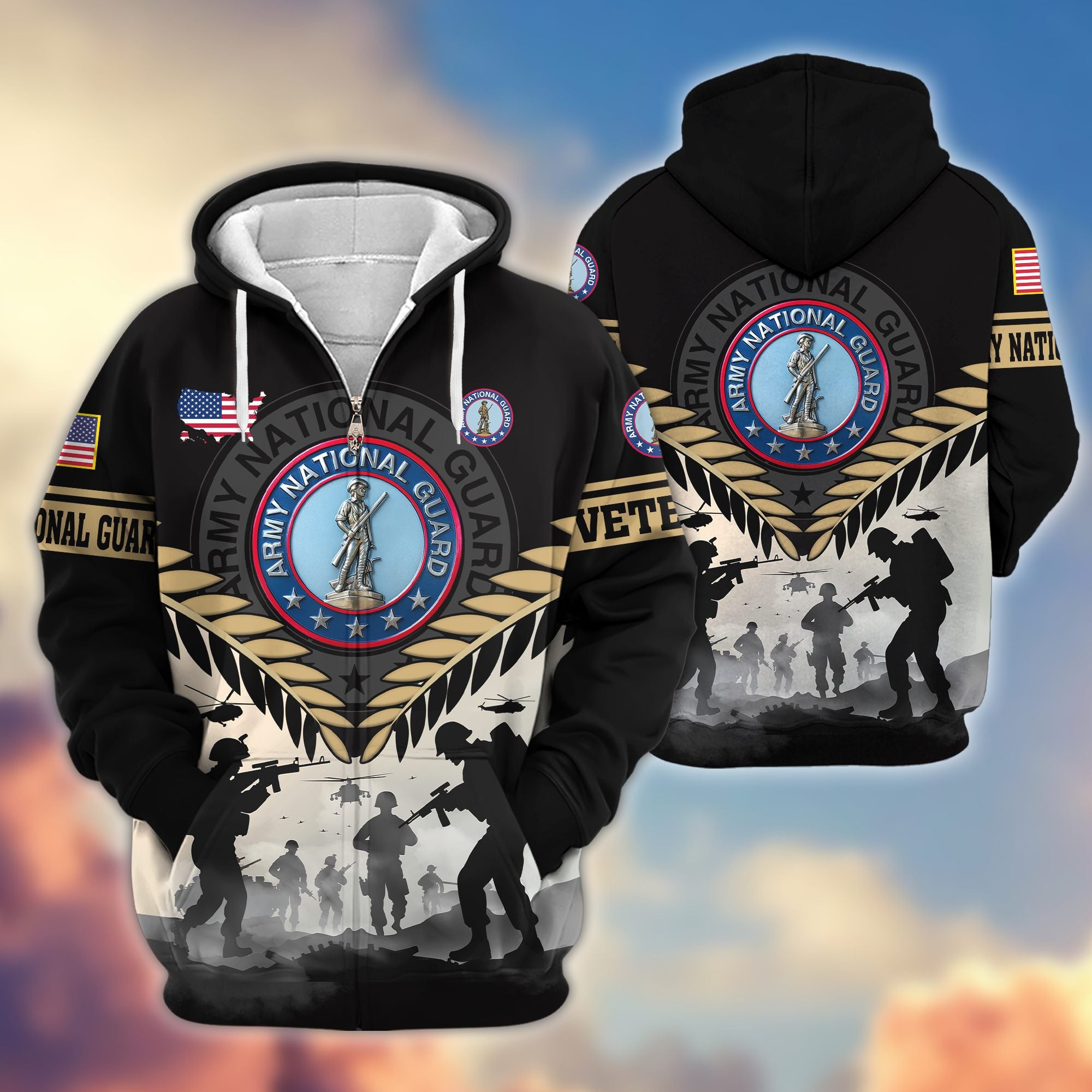 Premium US Veterans Zip Hoodie BPHN151011, Gifts For US Veterans, Gifts On Father's Day, Veterans Day.