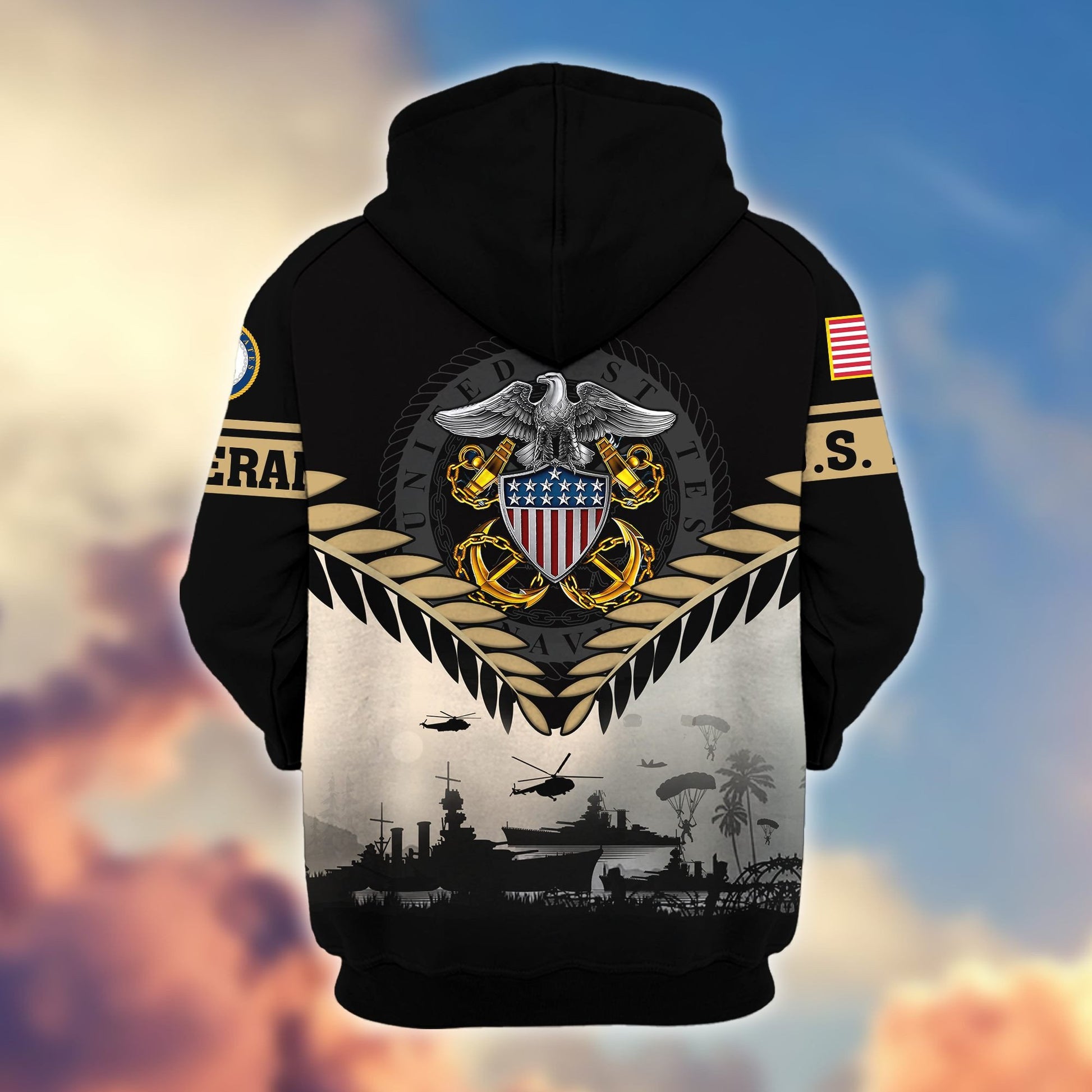 Premium US Veterans Zip Hoodie BPHN151011, Gifts For US Veterans, Gifts On Father's Day, Veterans Day.
