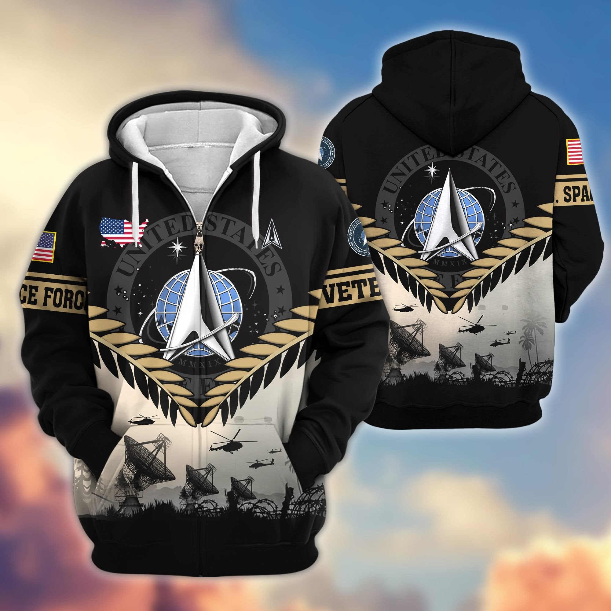 Premium US Veterans Zip Hoodie BPHN151011, Gifts For US Veterans, Gifts On Father's Day, Veterans Day.