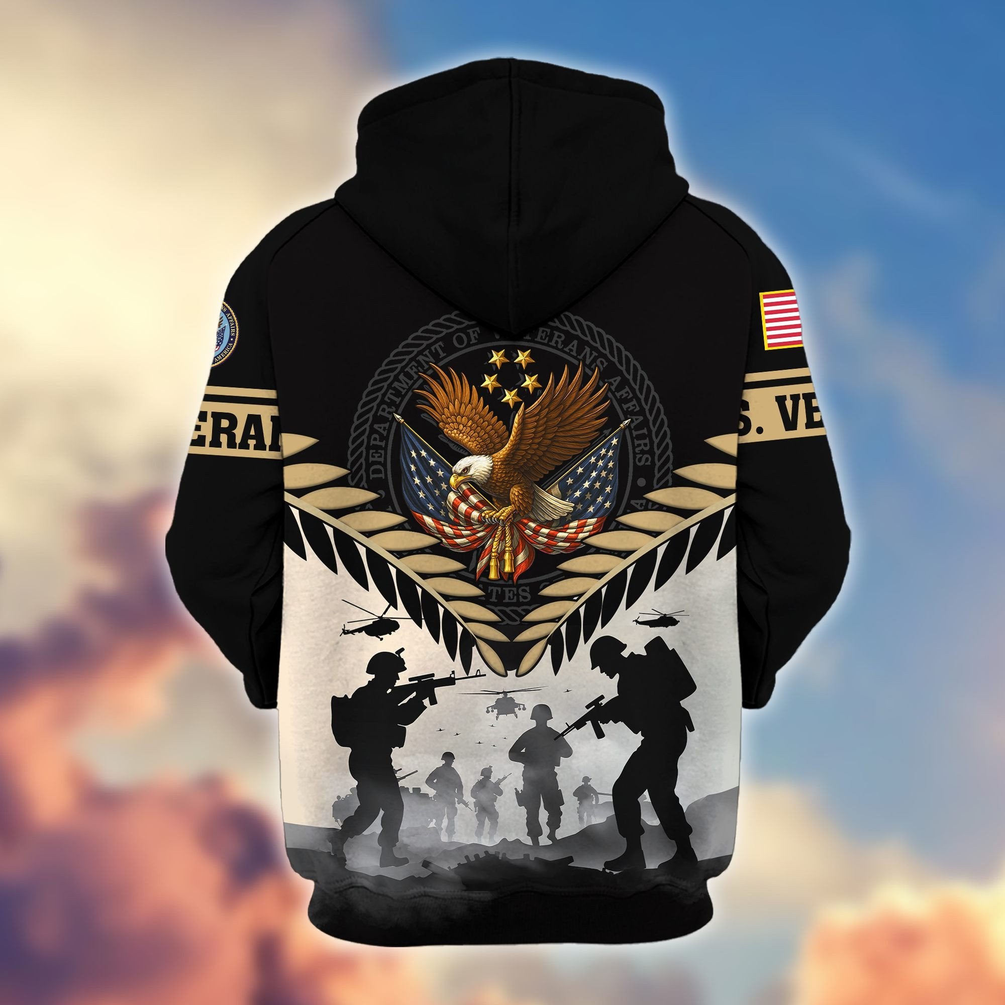 Premium US Veterans Zip Hoodie BPHN151011, Gifts For US Veterans, Gifts On Father's Day, Veterans Day.