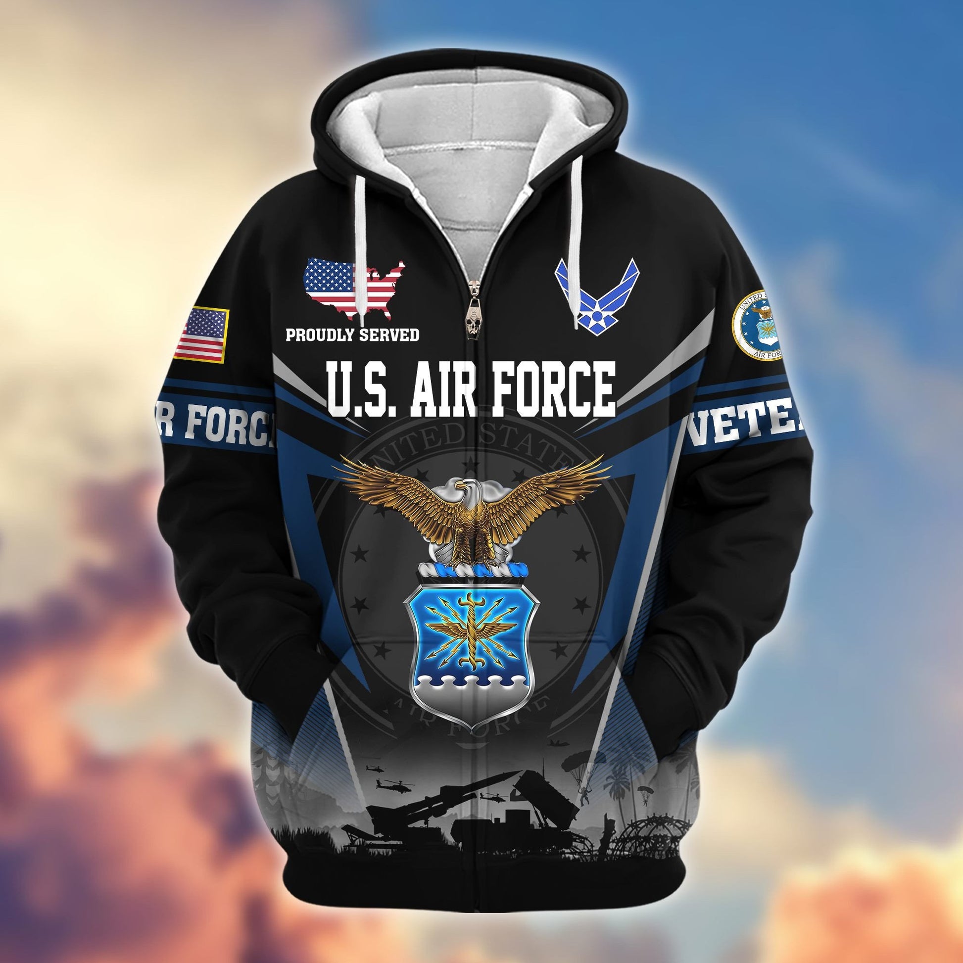 Premium US Veterans Zip Hoodie BPHN131012, Gifts For US Veterans, Gifts On Father's Day, Veterans Day.