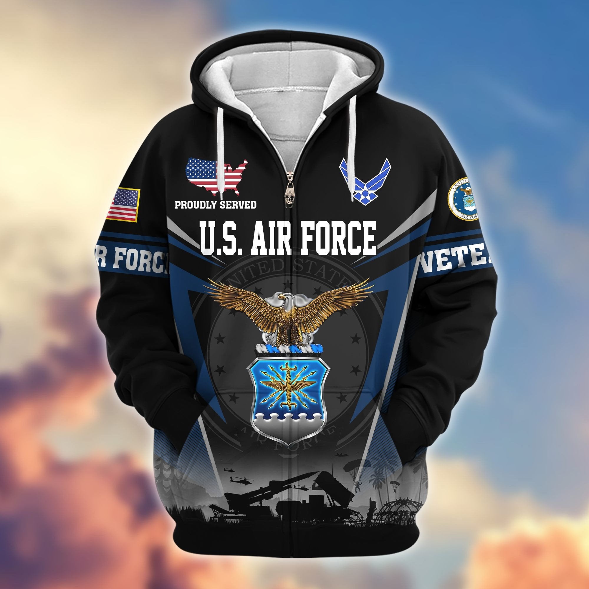 Premium US Veterans Zip Hoodie BPHN131012, Gifts For US Veterans, Gifts On Father's Day, Veterans Day.