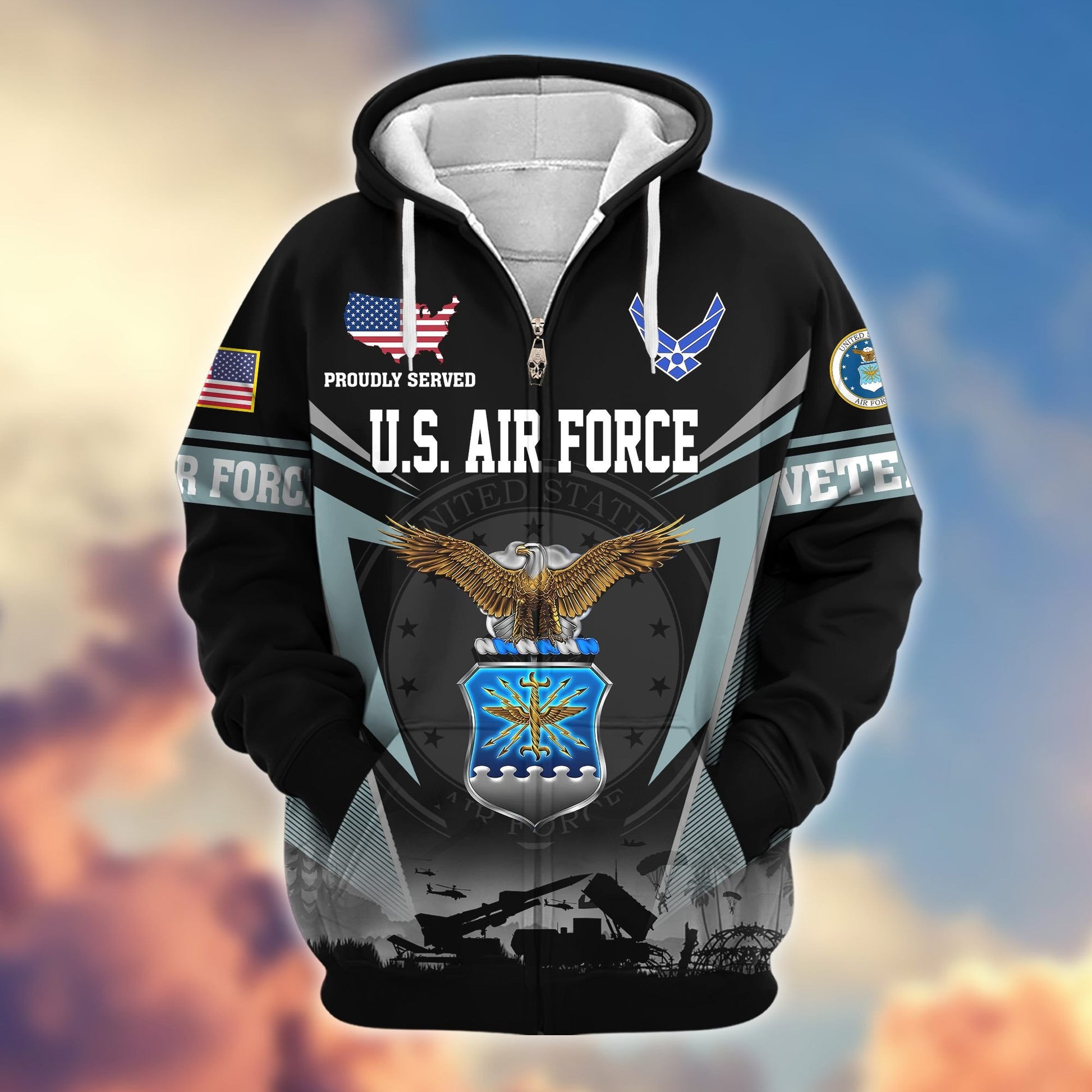 Premium US Veterans Zip Hoodie BPHN131012, Gifts For US Veterans, Gifts On Father's Day, Veterans Day.