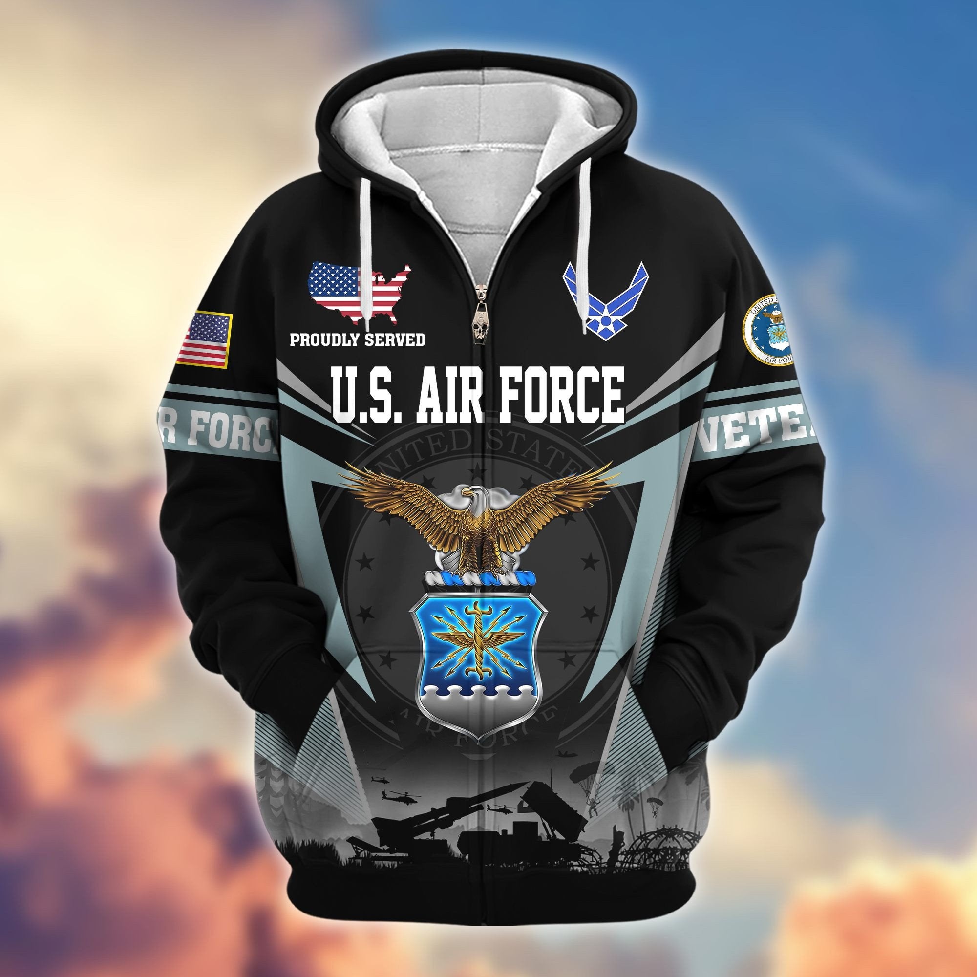 Premium US Veterans Zip Hoodie BPHN131012, Gifts For US Veterans, Gifts On Father's Day, Veterans Day.