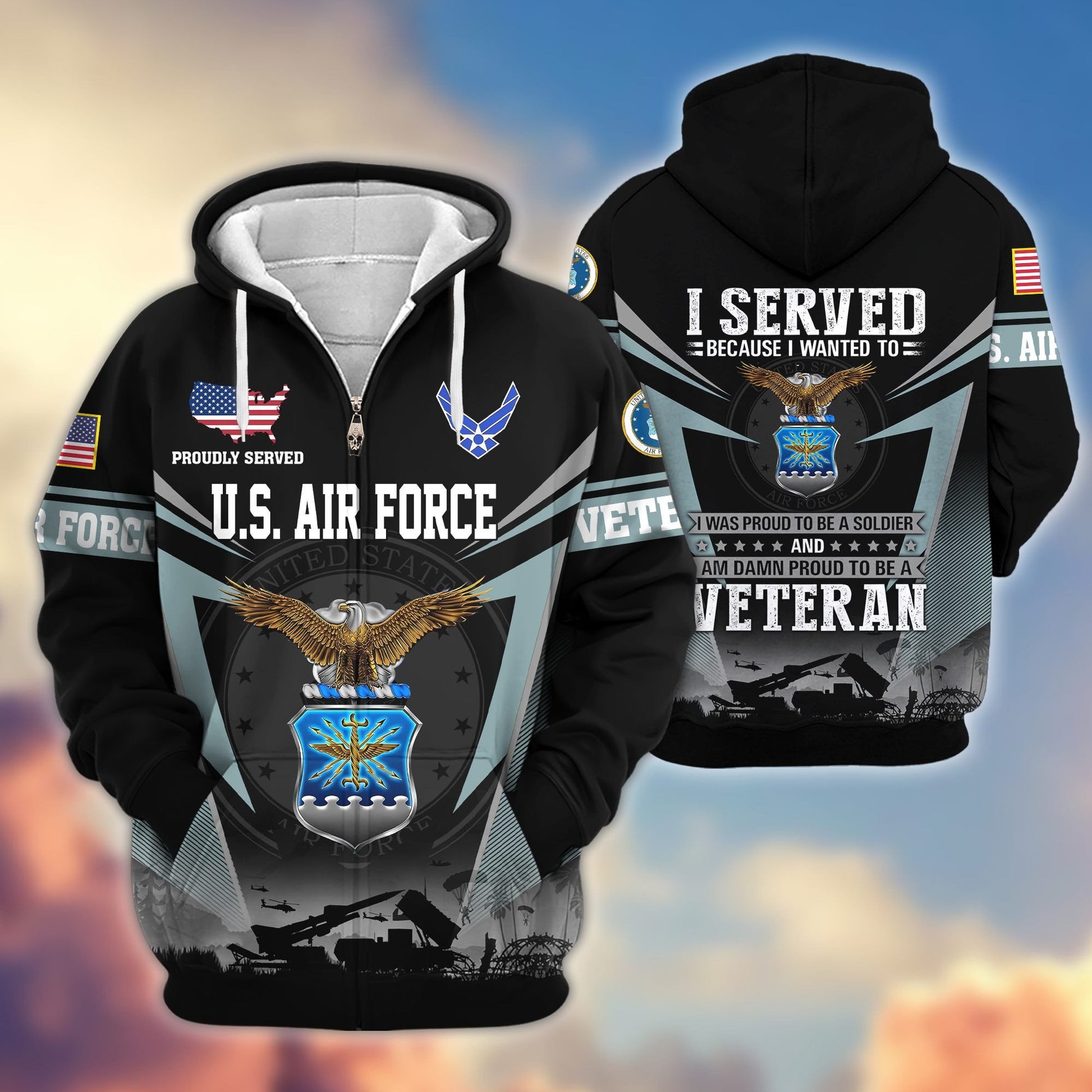 Premium US Veterans Zip Hoodie BPHN131012, Gifts For US Veterans, Gifts On Father's Day, Veterans Day.