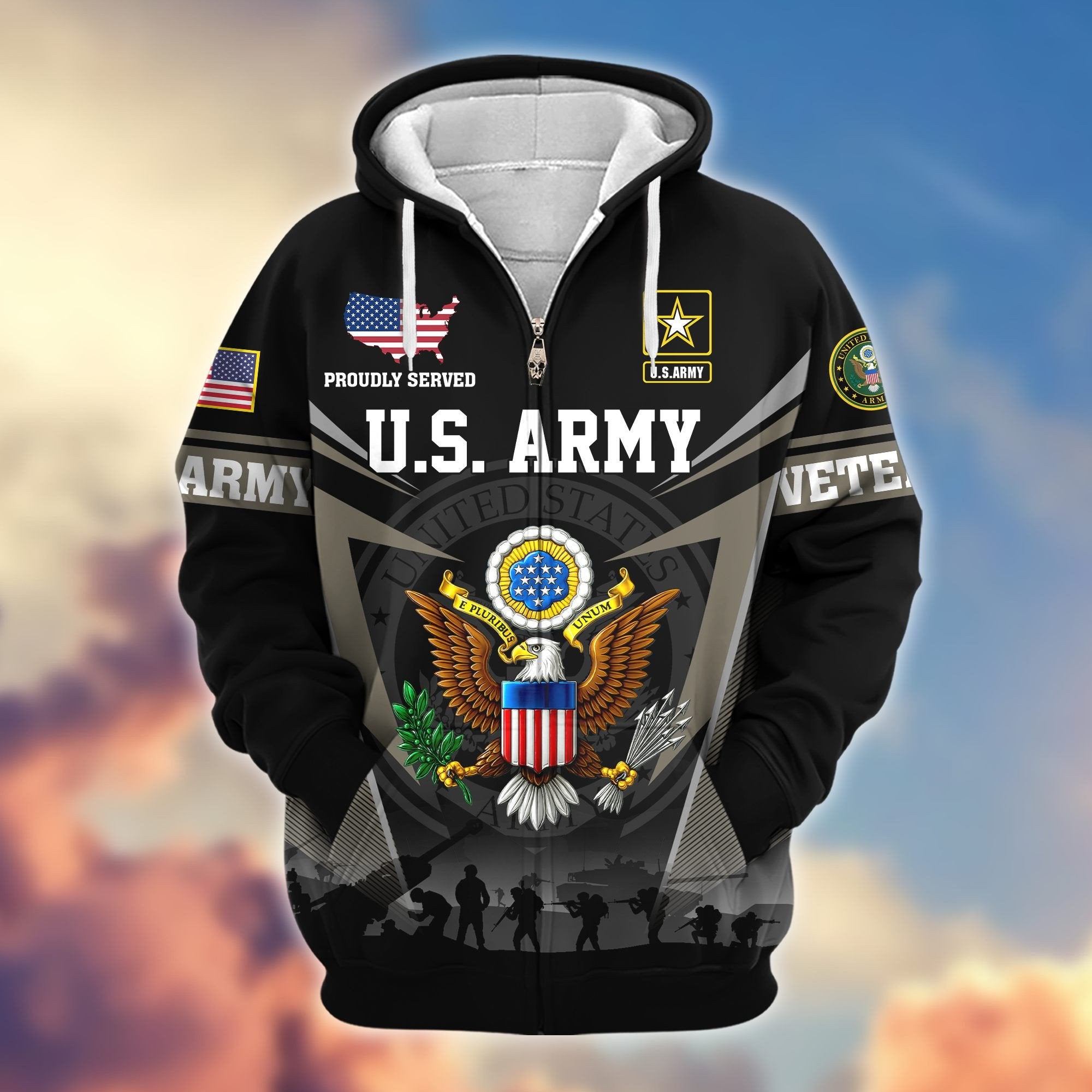 Premium US Veterans Zip Hoodie BPHN131012, Gifts For US Veterans, Gifts On Father's Day, Veterans Day.
