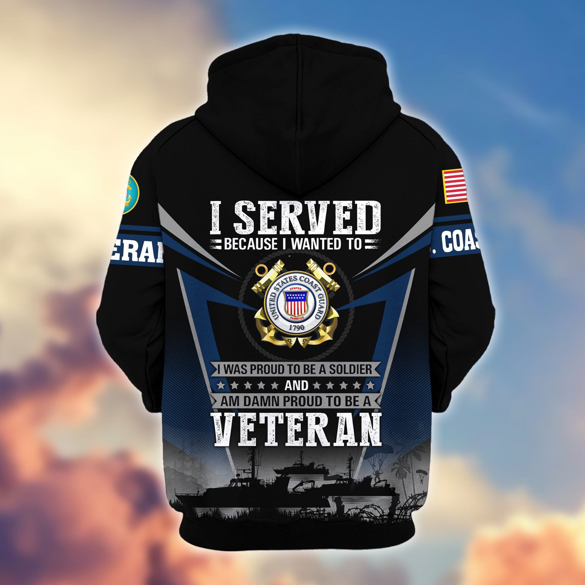 Premium US Veterans Zip Hoodie BPHN131012, Gifts For US Veterans, Gifts On Father's Day, Veterans Day.