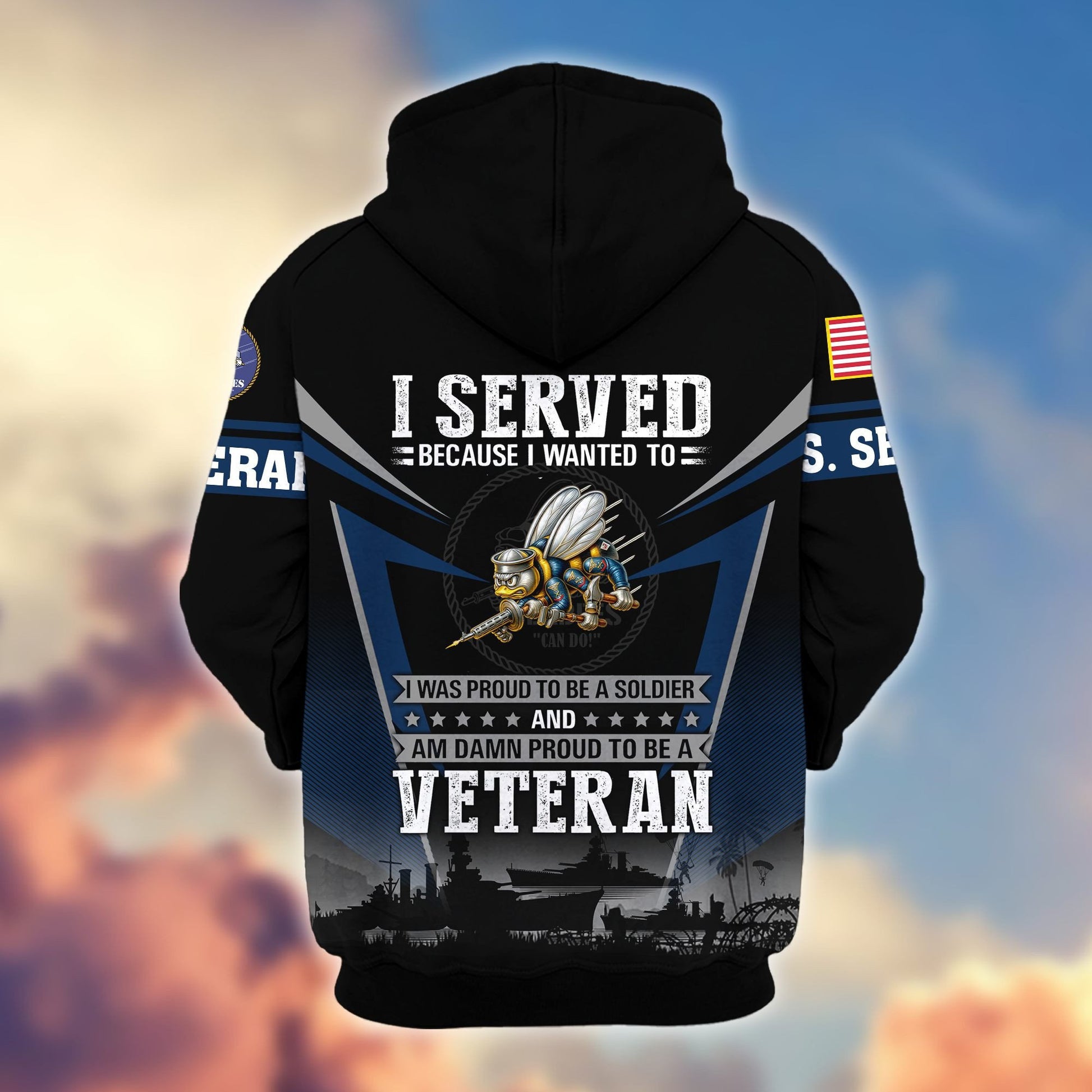 Premium US Veterans Zip Hoodie BPHN131012, Gifts For US Veterans, Gifts On Father's Day, Veterans Day.