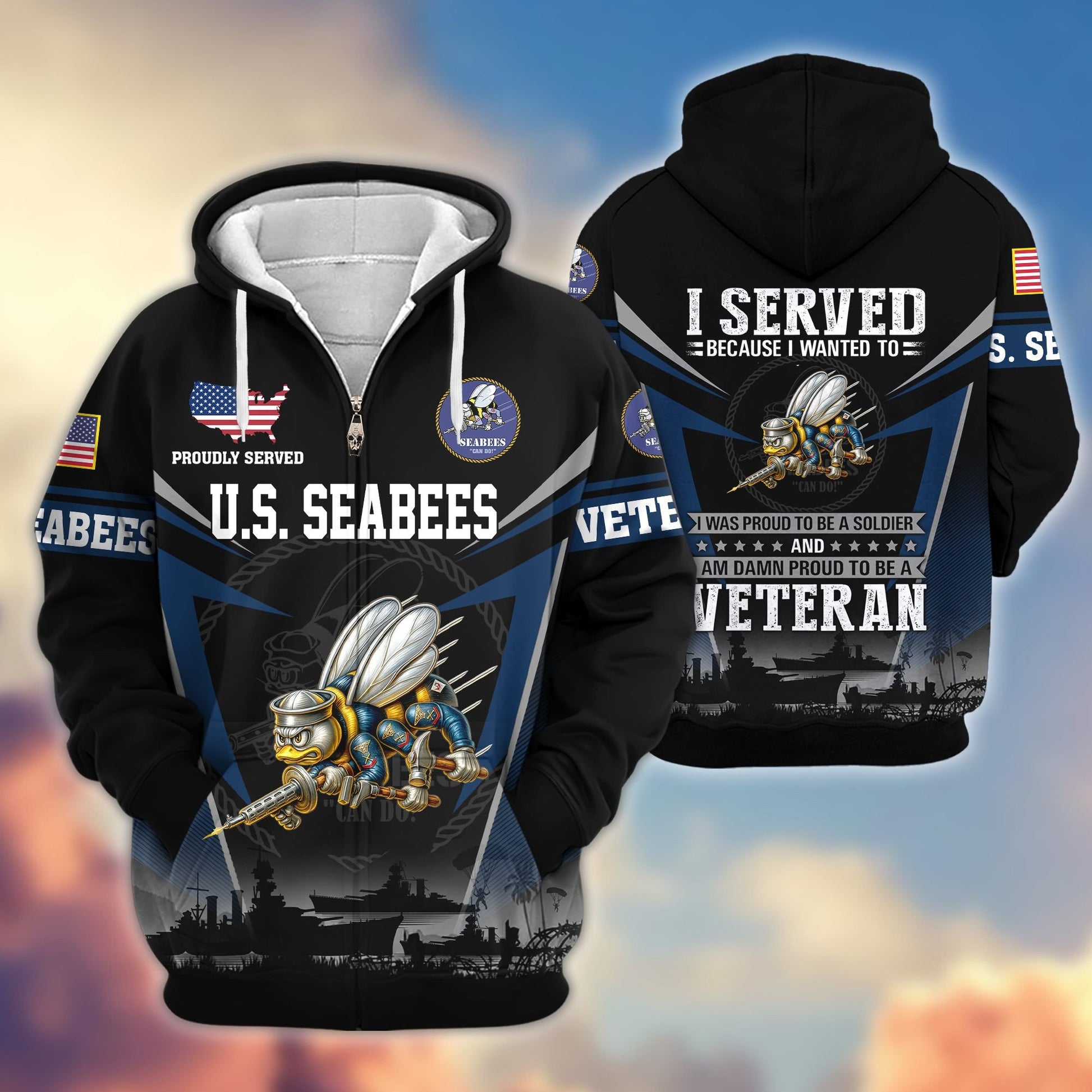 Premium US Veterans Zip Hoodie BPHN131012, Gifts For US Veterans, Gifts On Father's Day, Veterans Day.