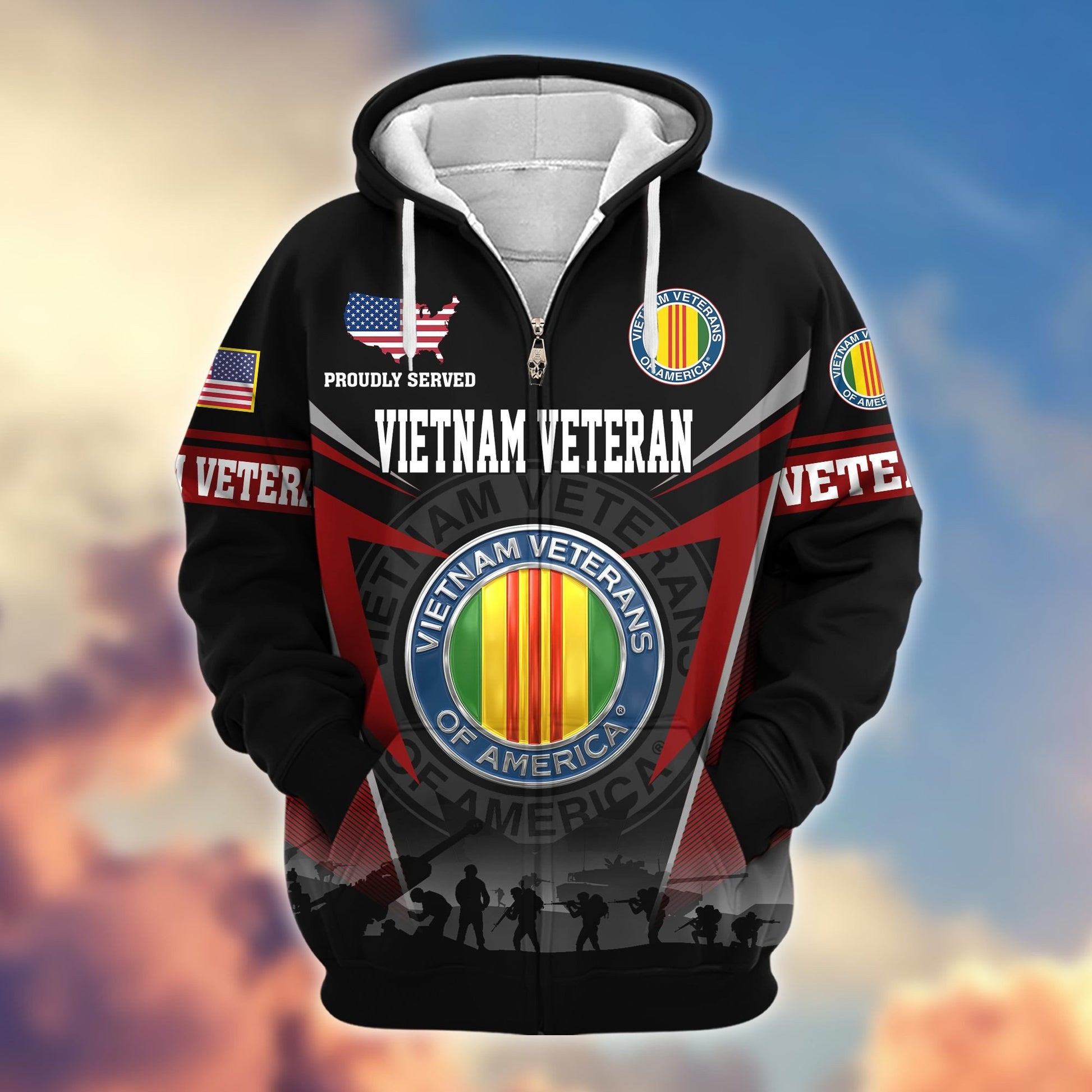 Premium US Veterans Zip Hoodie BPHN131012, Gifts For US Veterans, Gifts On Father's Day, Veterans Day.