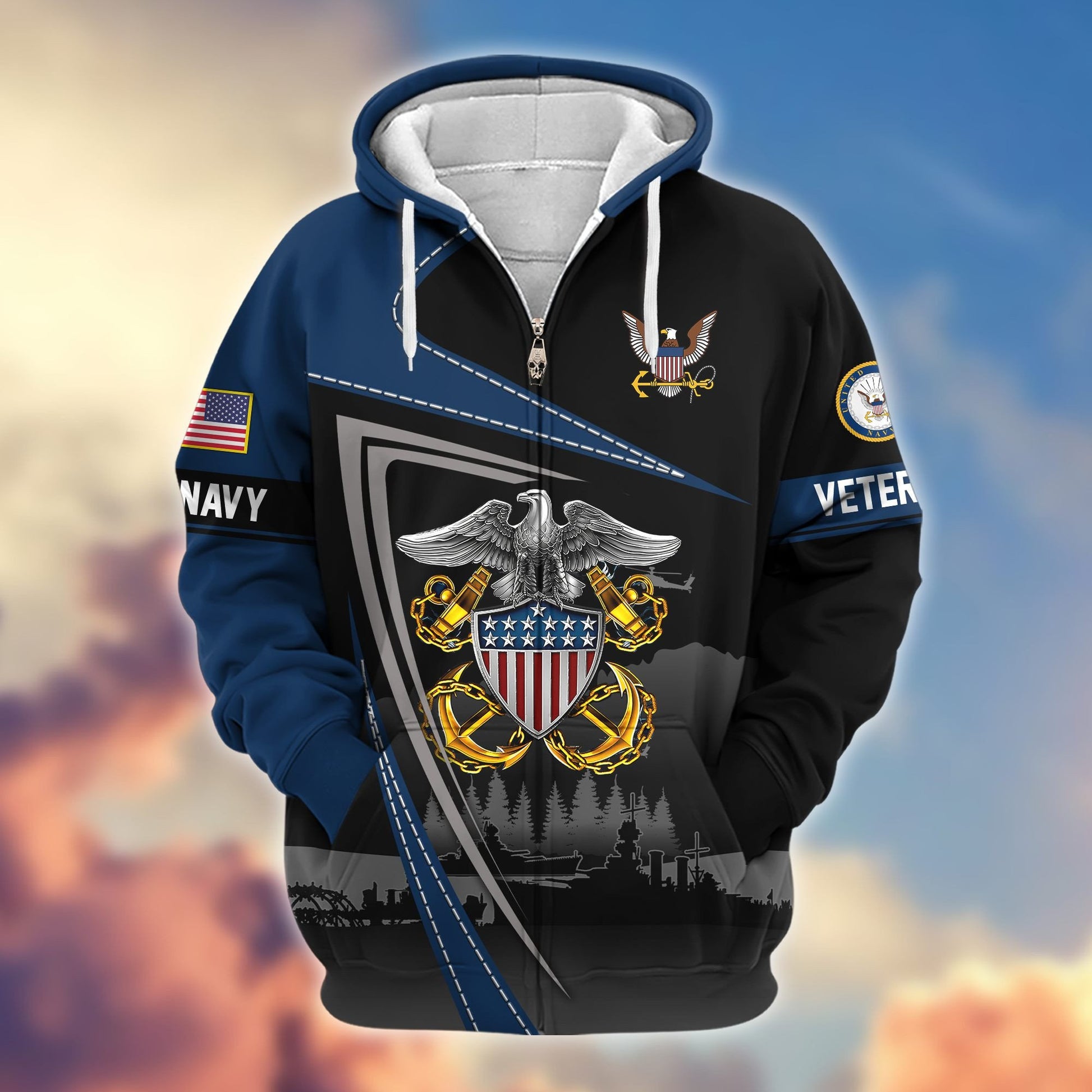 Premium US Veterans Zip Hoodie BPHN091011, Gifts For US Veterans, Gifts On Father's Day, Veterans Day.