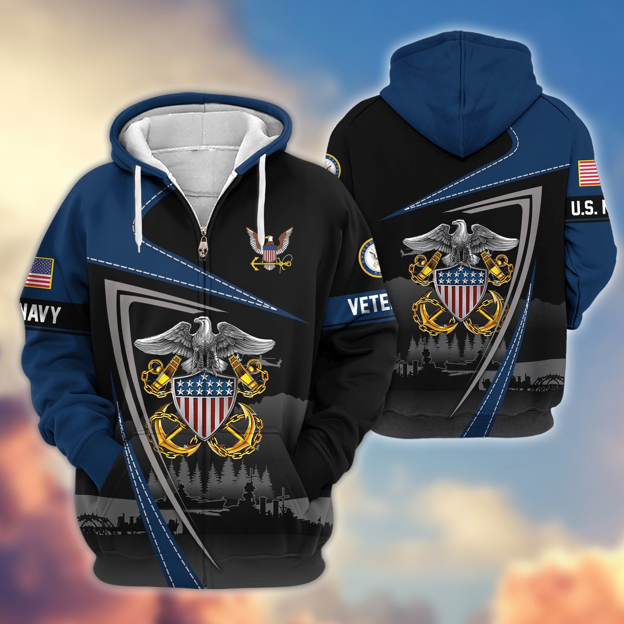 Premium US Veterans Zip Hoodie BPHN091011, Gifts For US Veterans, Gifts On Father's Day, Veterans Day.