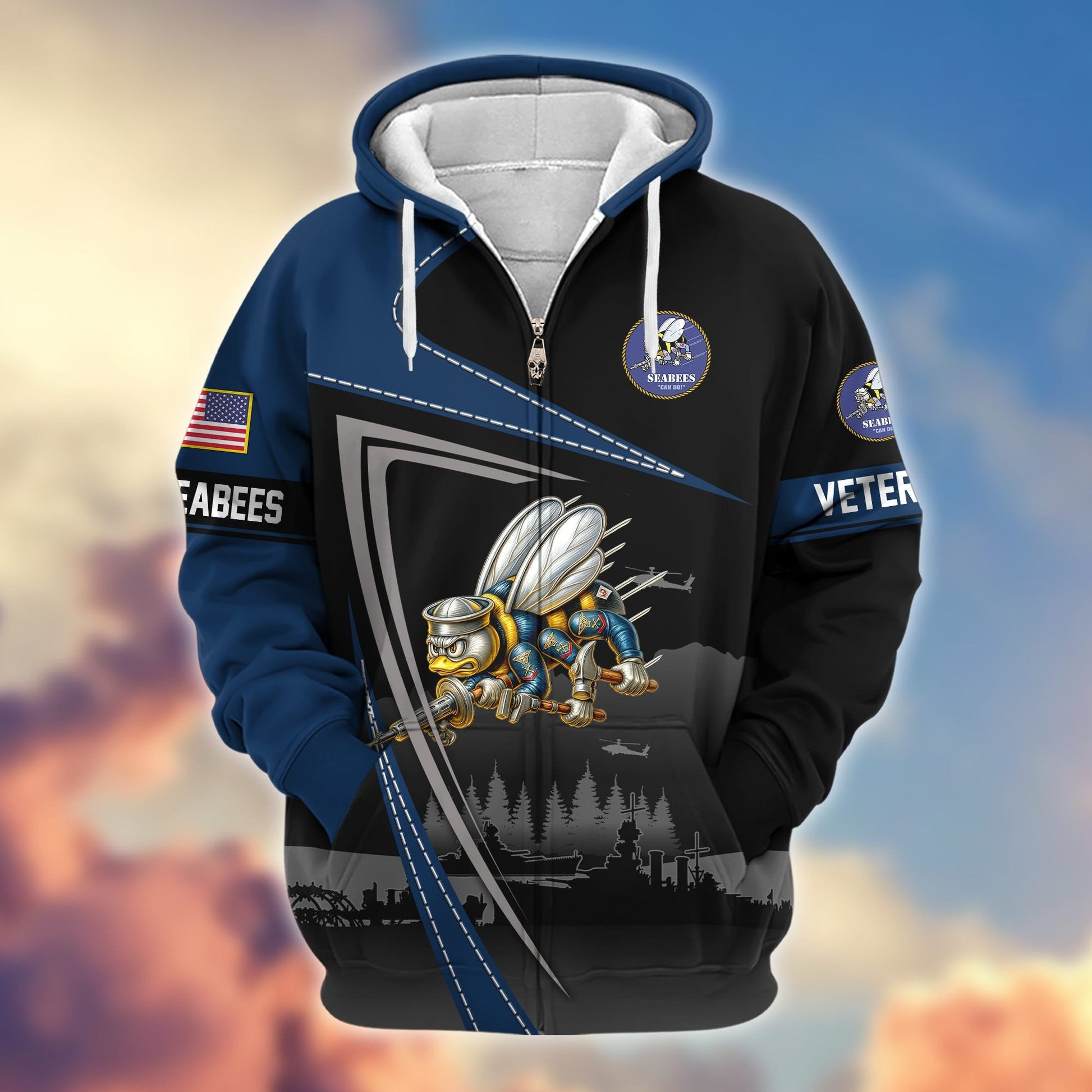 Premium US Veterans Zip Hoodie BPHN091011, Gifts For US Veterans, Gifts On Father's Day, Veterans Day.