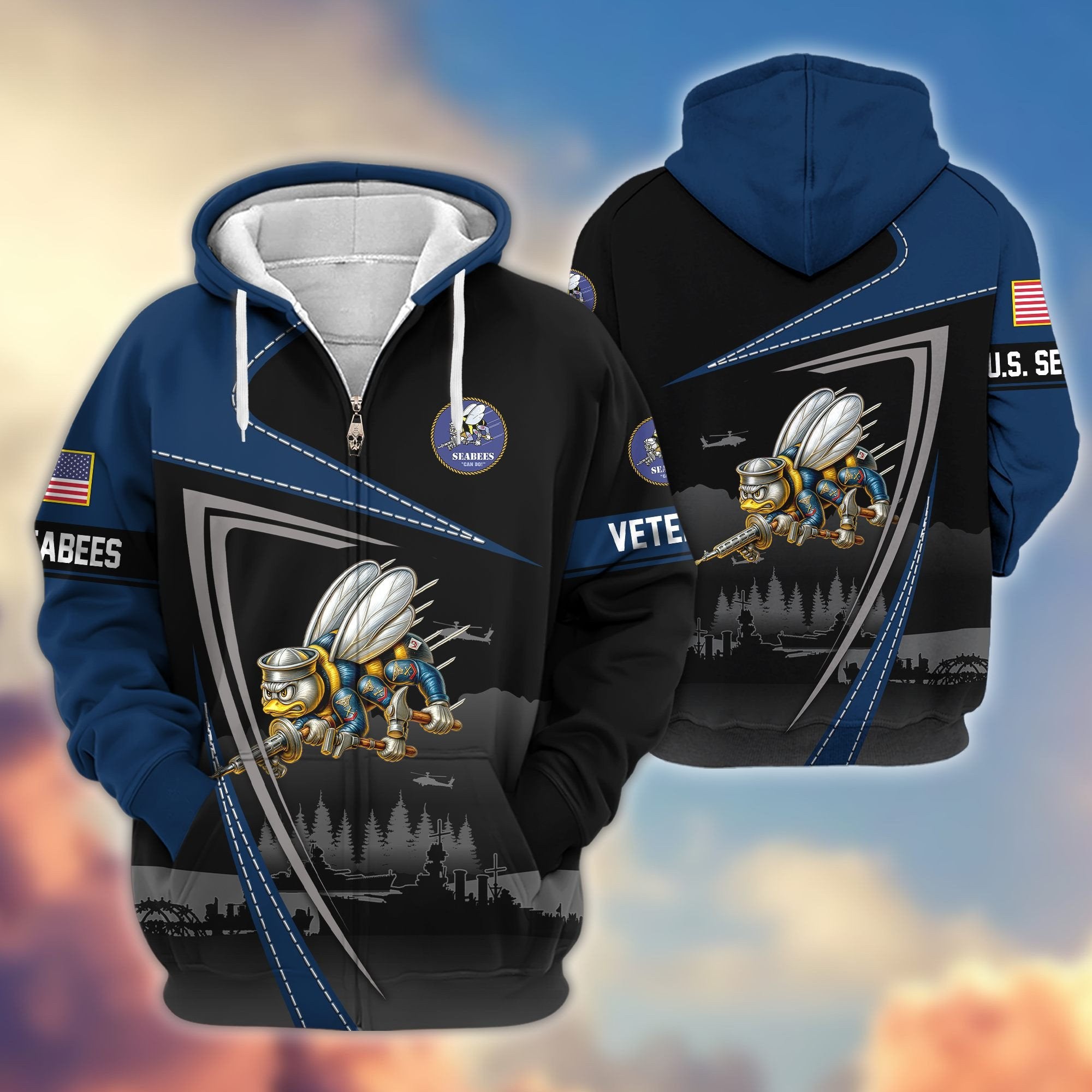 Premium US Veterans Zip Hoodie BPHN091011, Gifts For US Veterans, Gifts On Father's Day, Veterans Day.