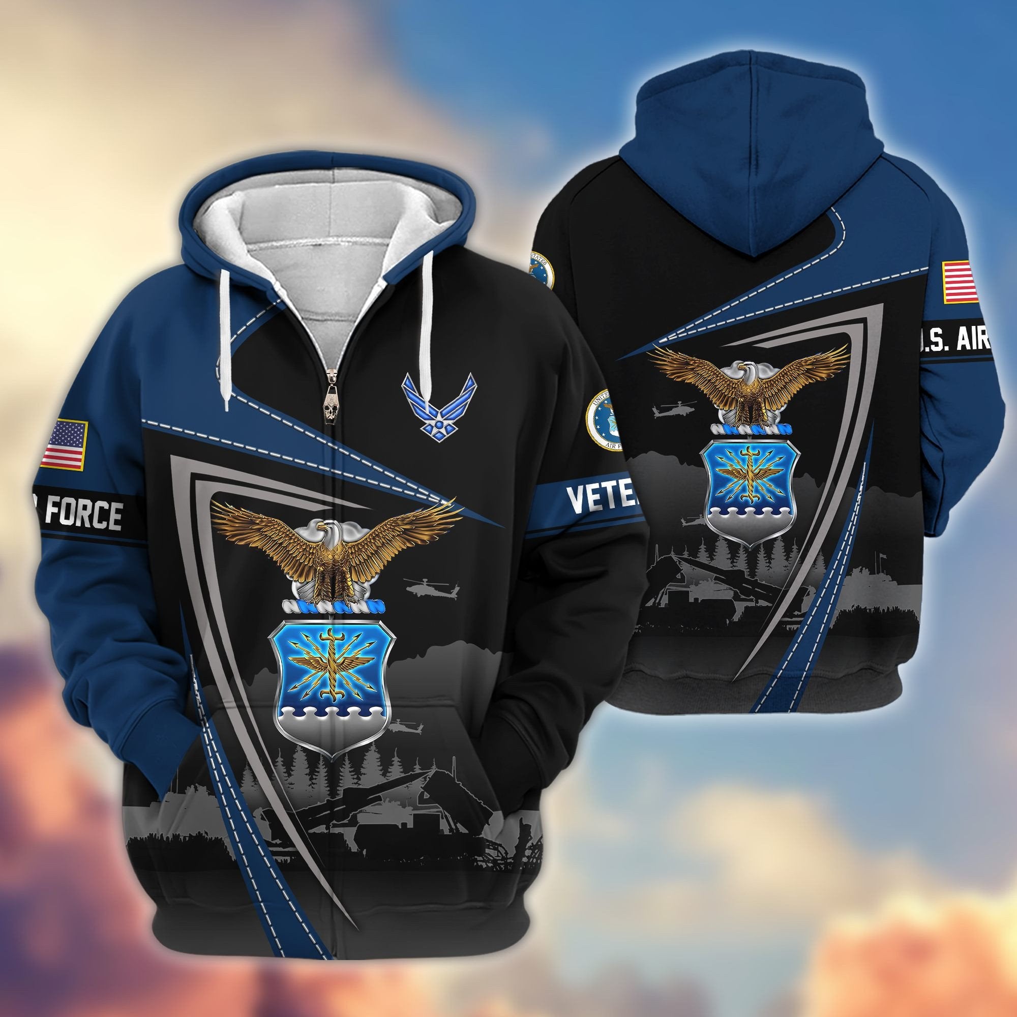 Premium US Veterans Zip Hoodie BPHN091011, Gifts For US Veterans, Gifts On Father's Day, Veterans Day.