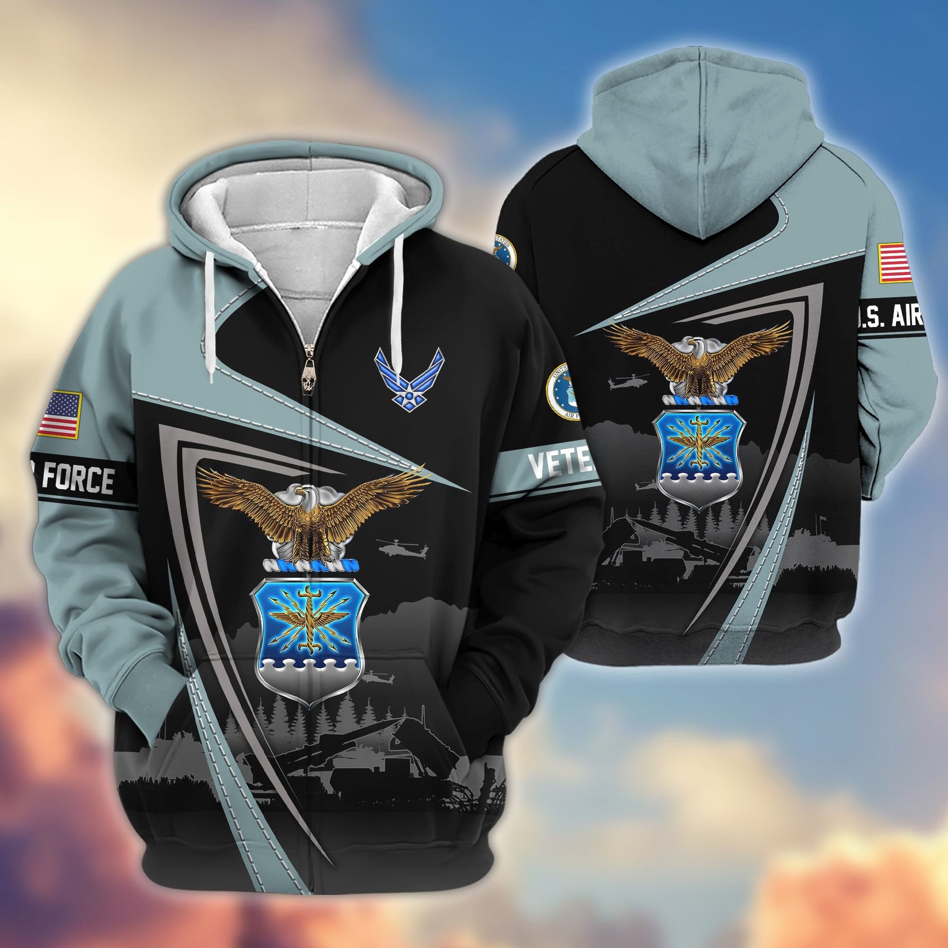 Premium US Veterans Zip Hoodie BPHN091011, Gifts For US Veterans, Gifts On Father's Day, Veterans Day.