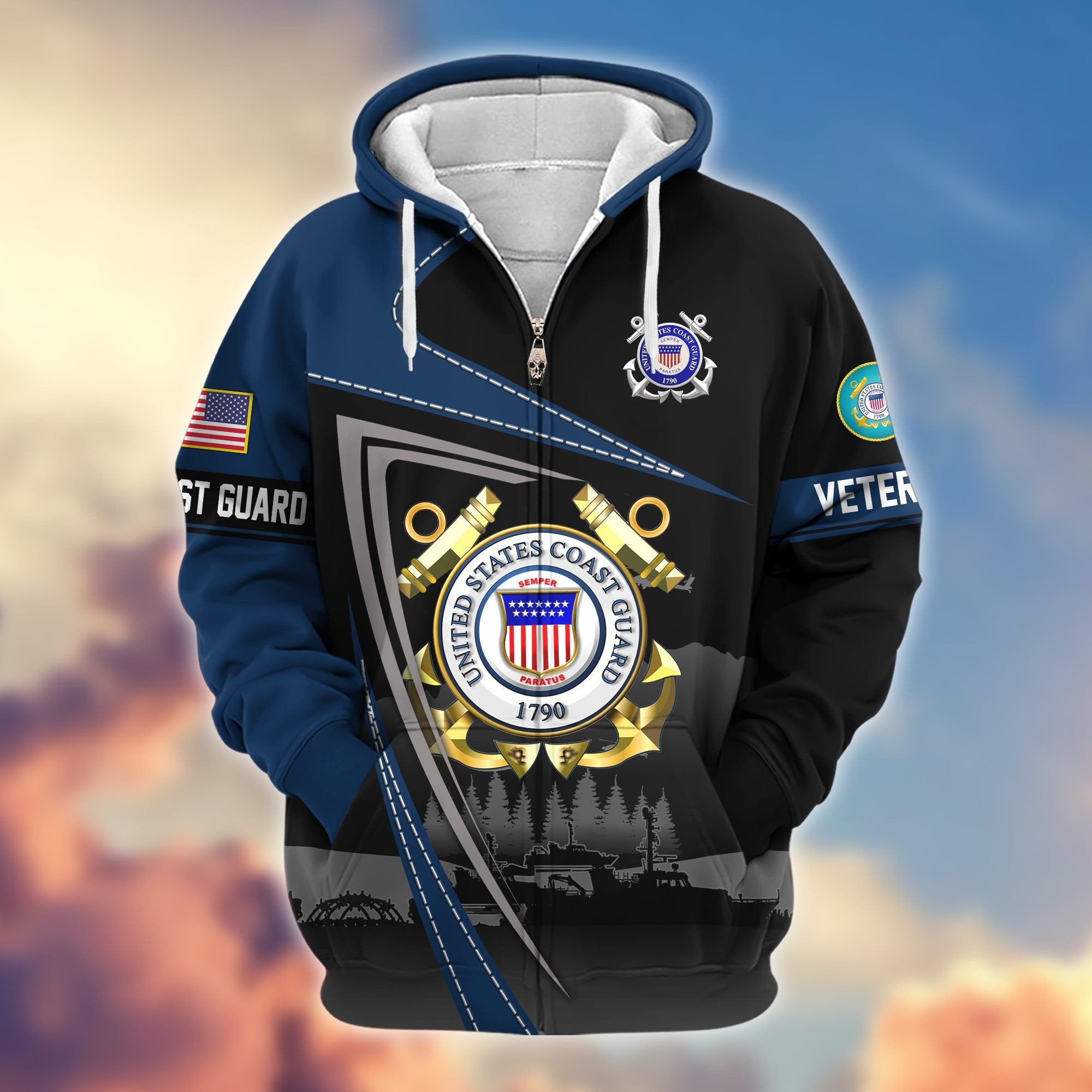 Premium US Veterans Zip Hoodie BPHN091011, Gifts For US Veterans, Gifts On Father's Day, Veterans Day.