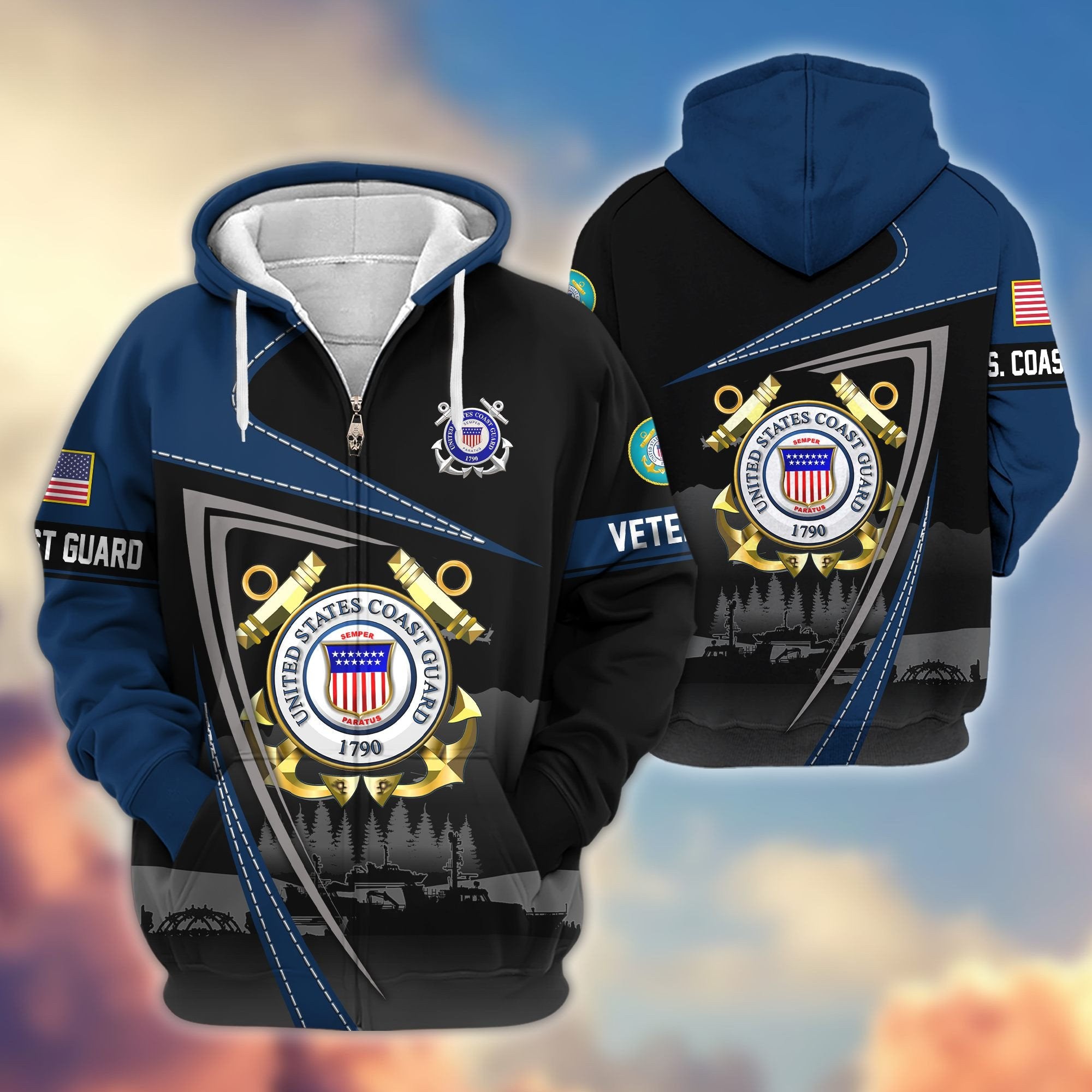 Premium US Veterans Zip Hoodie BPHN091011, Gifts For US Veterans, Gifts On Father's Day, Veterans Day.
