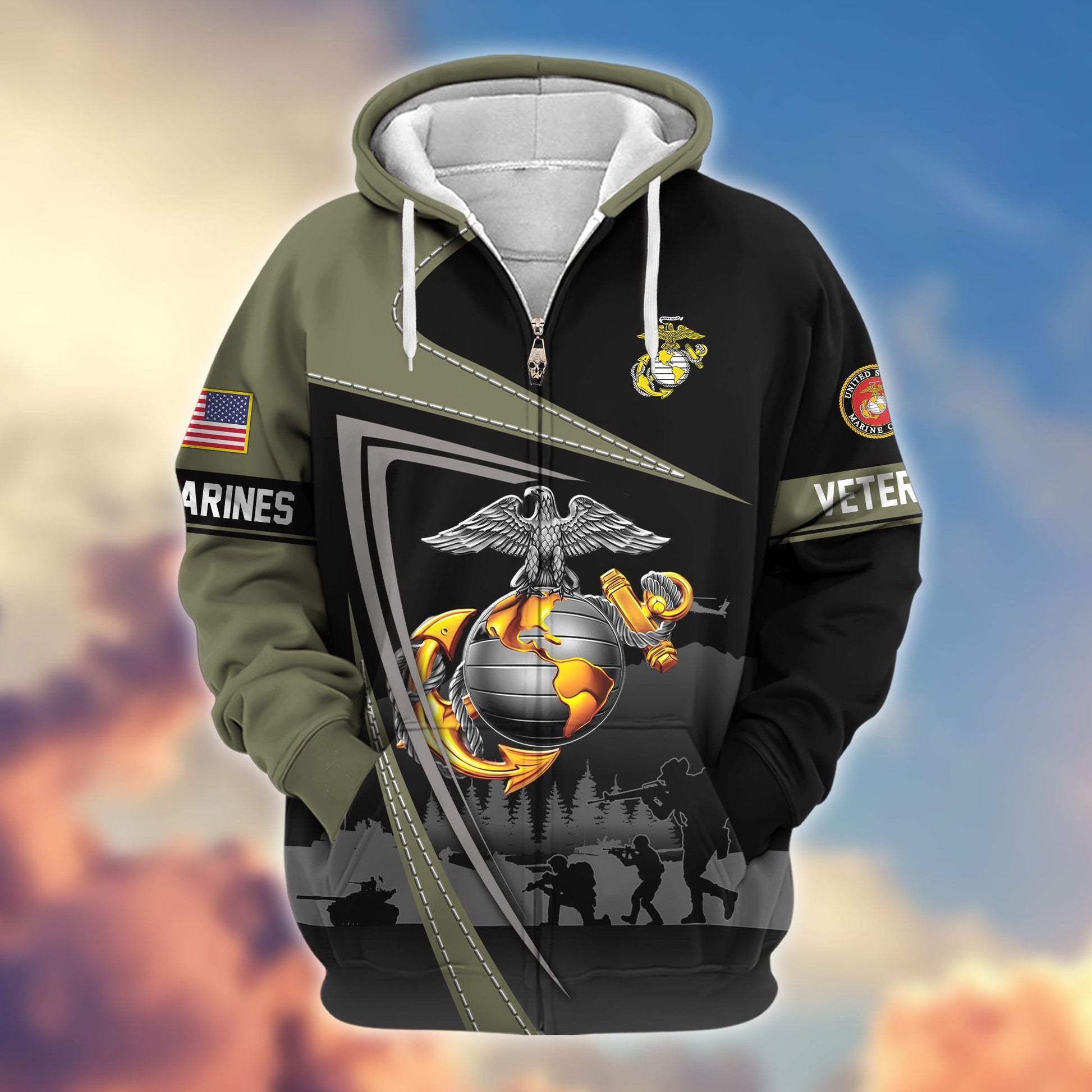 Premium US Veterans Zip Hoodie BPHN091011, Gifts For US Veterans, Gifts On Father's Day, Veterans Day.