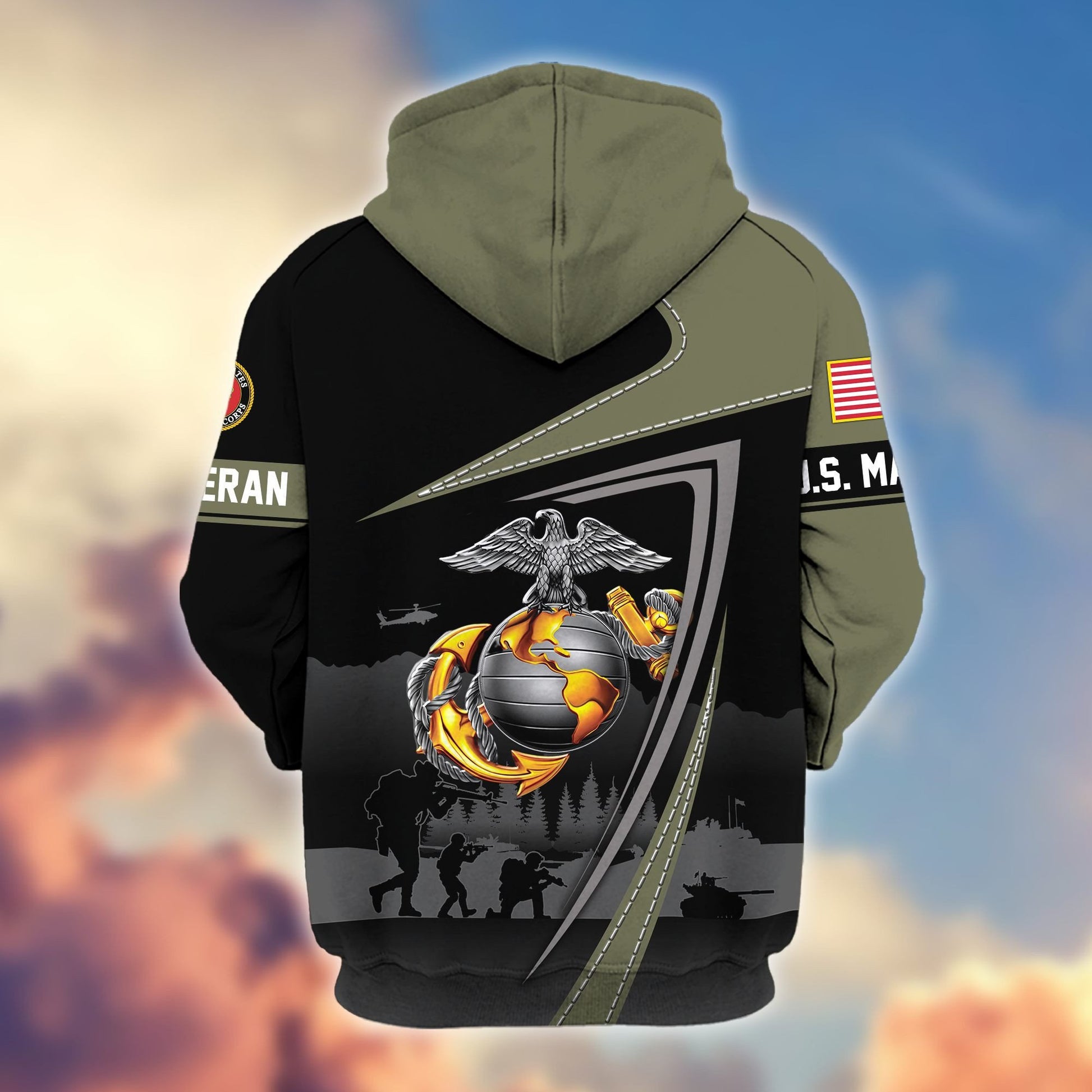 Premium US Veterans Zip Hoodie BPHN091011, Gifts For US Veterans, Gifts On Father's Day, Veterans Day.