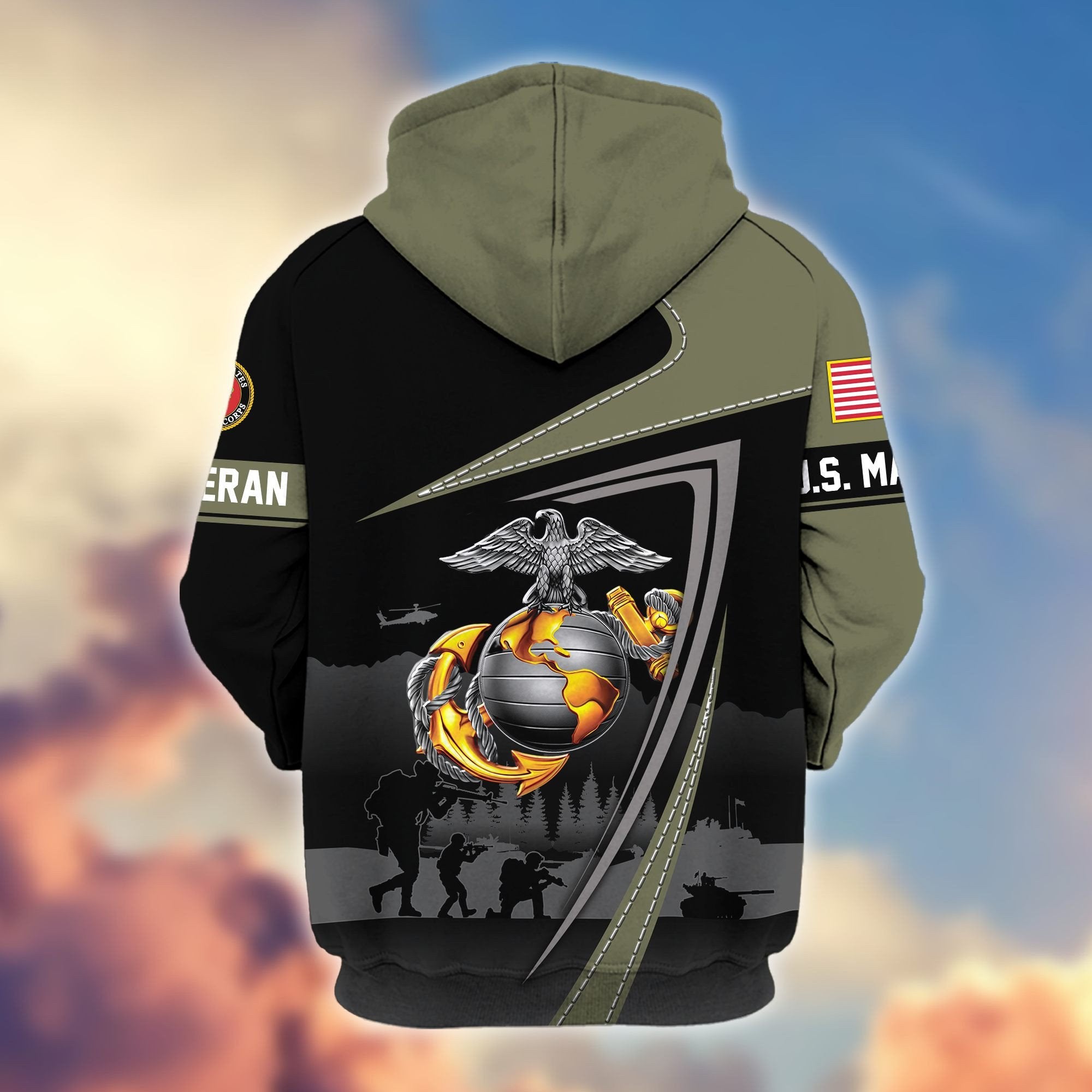 Premium US Veterans Zip Hoodie BPHN091011, Gifts For US Veterans, Gifts On Father's Day, Veterans Day.