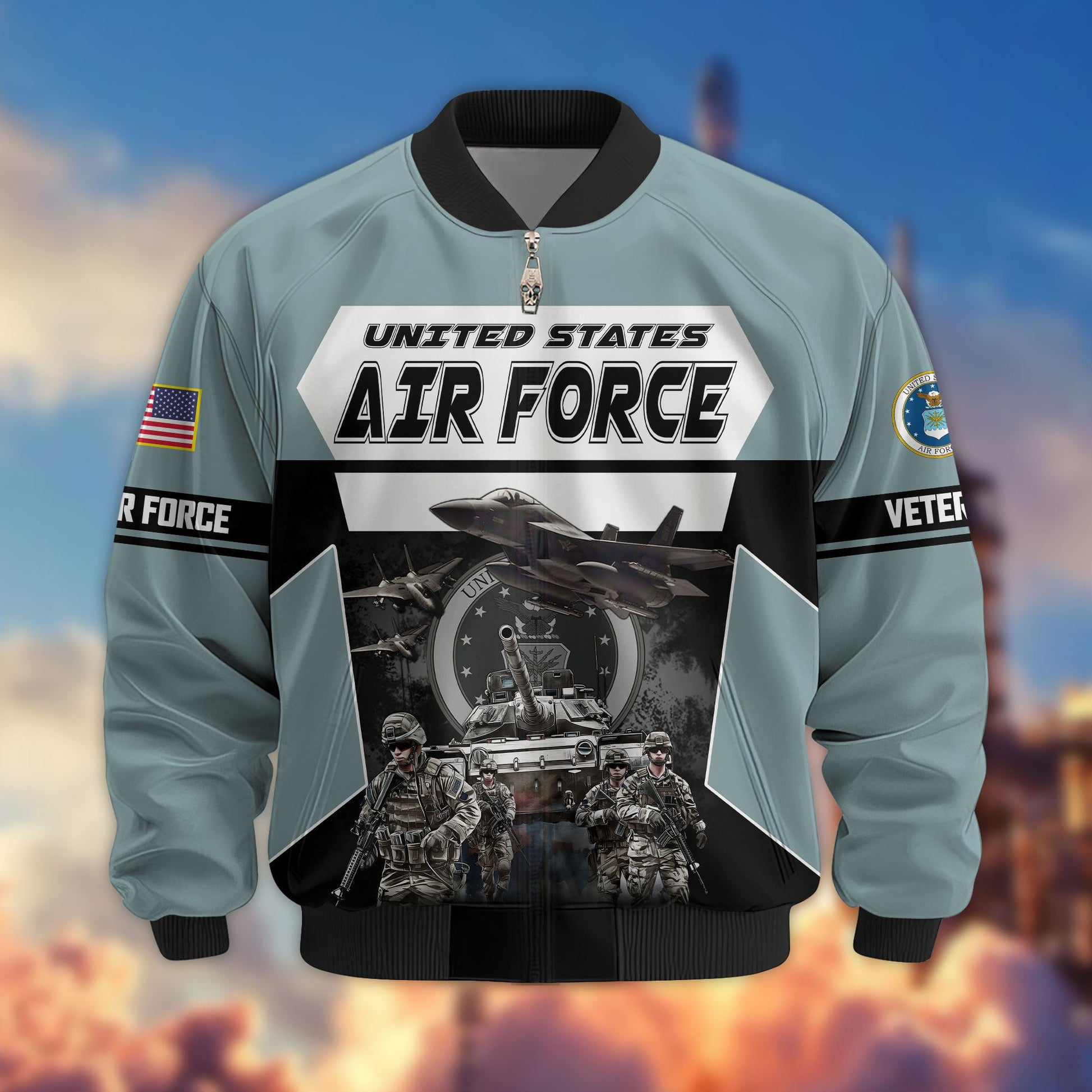 Premium US Veterans Bomber Jacket ATTN091021, Gifts For US Veterans, Gifts On Father's Day, Veterans Day.
