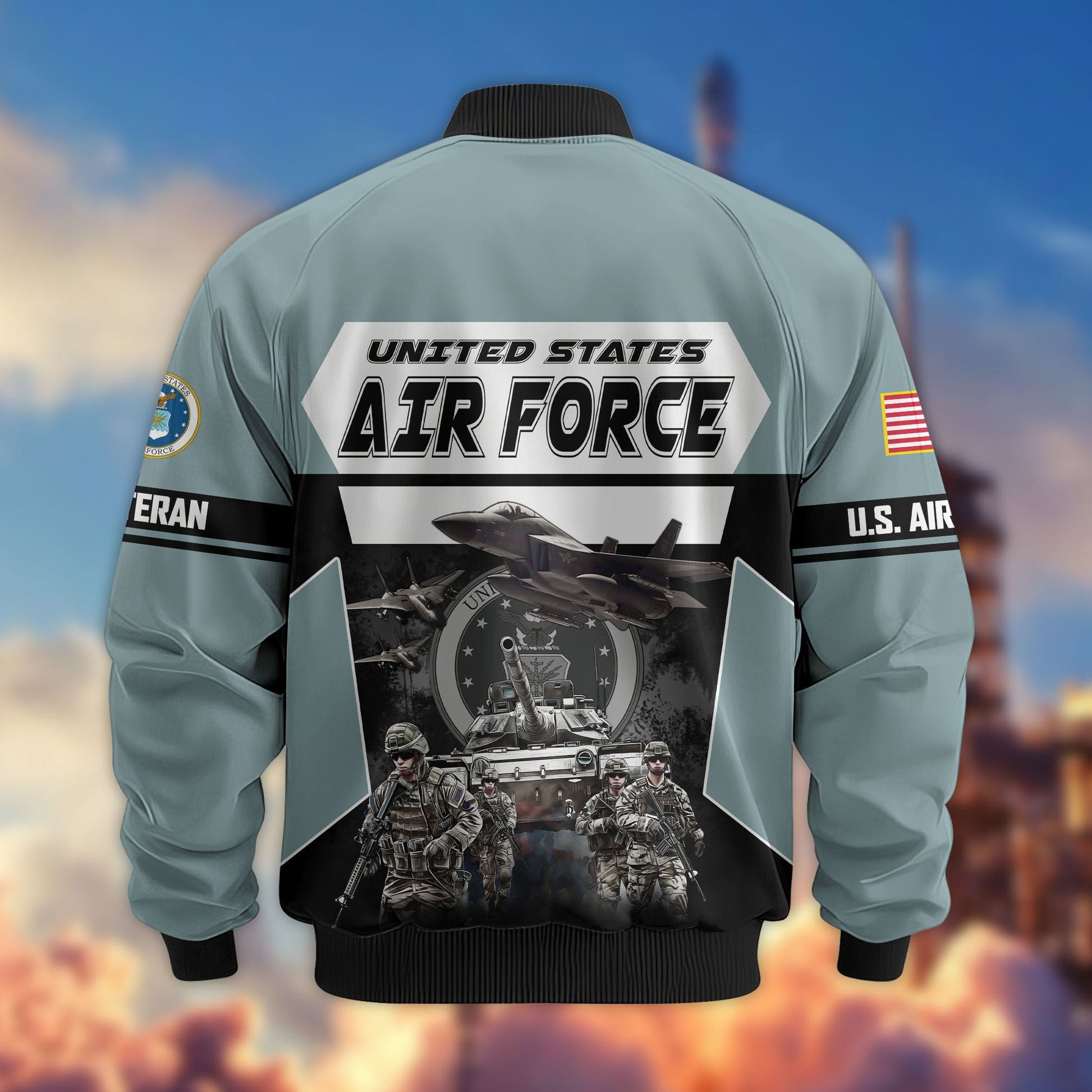Premium US Veterans Bomber Jacket ATTN091021, Gifts For US Veterans, Gifts On Father's Day, Veterans Day.