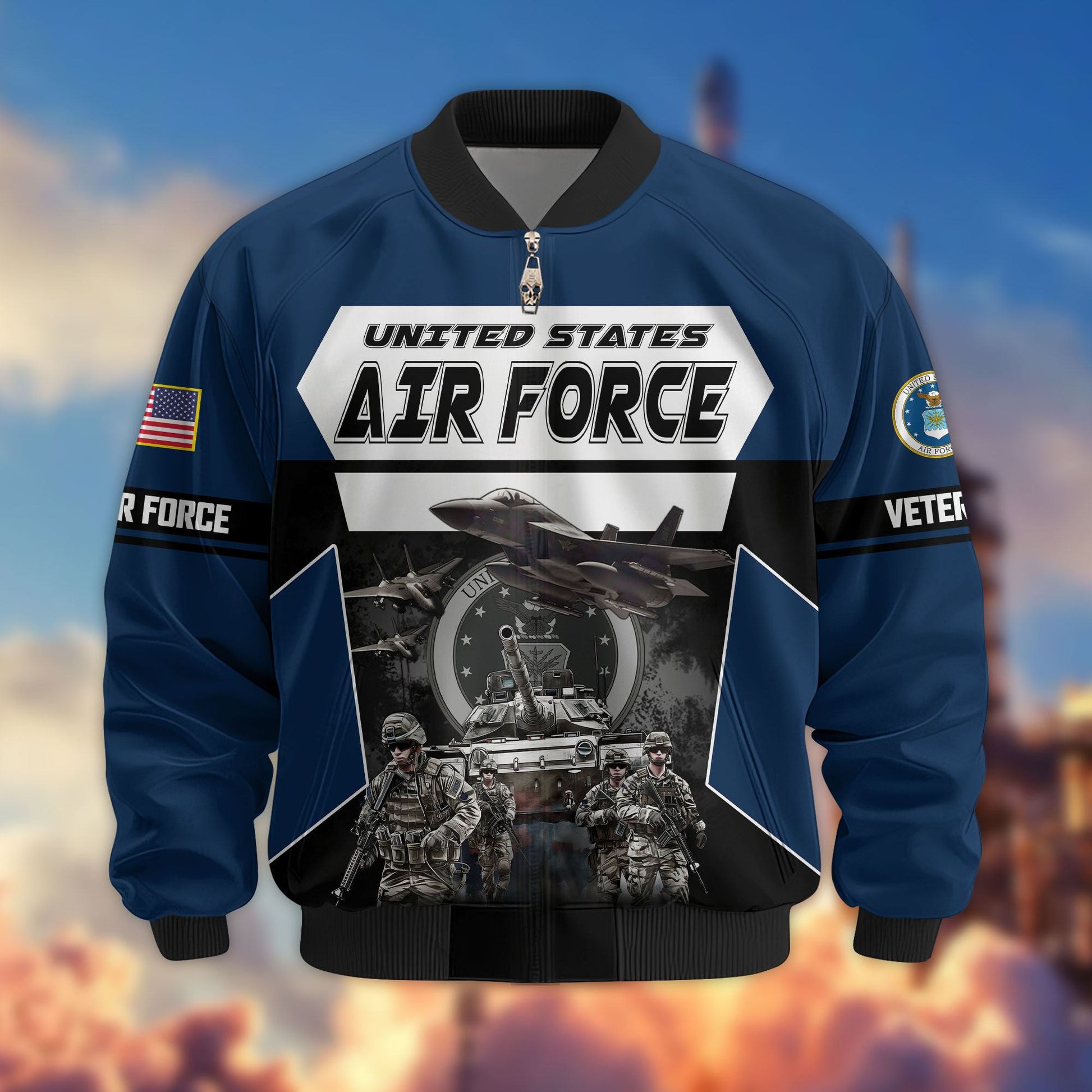 Premium US Veterans Bomber Jacket ATTN091021, Gifts For US Veterans, Gifts On Father's Day, Veterans Day.