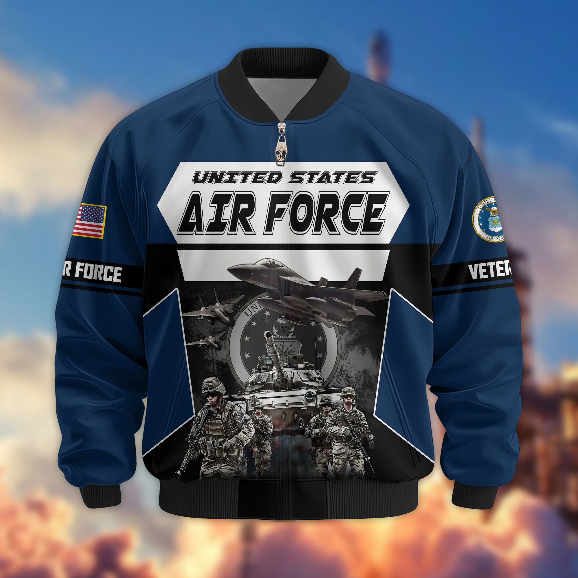Premium US Veterans Bomber Jacket ATTN091021, Gifts For US Veterans, Gifts On Father's Day, Veterans Day.