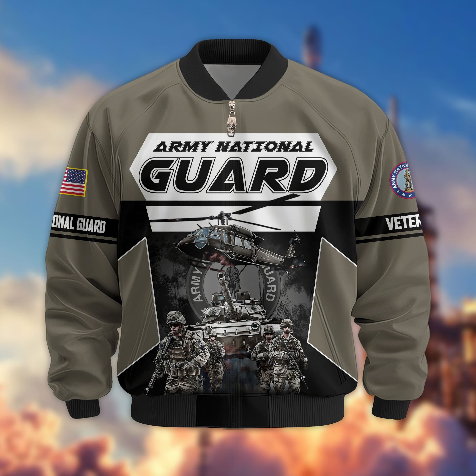 Premium US Veterans Bomber Jacket ATTN091021, Gifts For US Veterans, Gifts On Father's Day, Veterans Day.