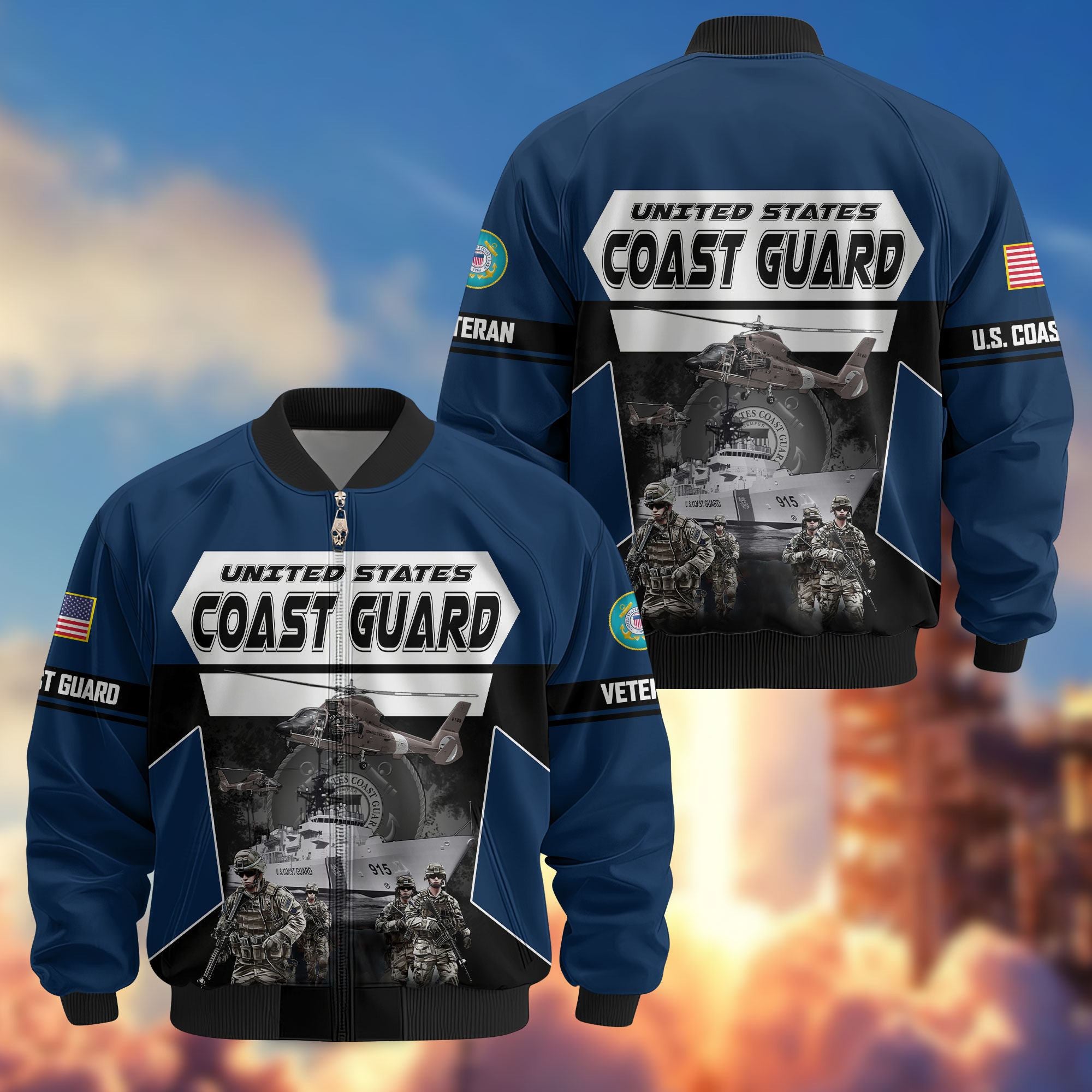 Premium US Veterans Bomber Jacket ATTN091021, Gifts For US Veterans, Gifts On Father's Day, Veterans Day.