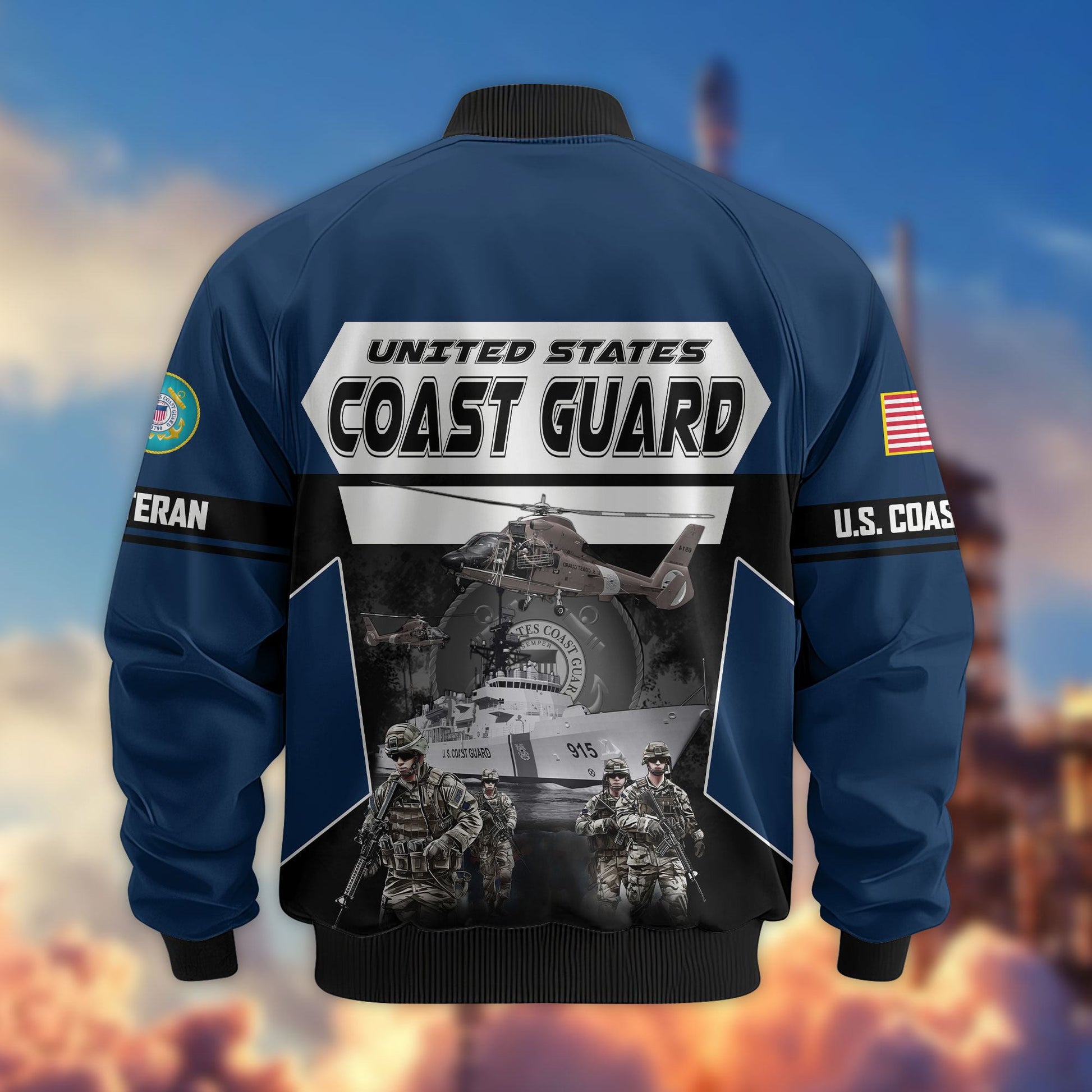 Premium US Veterans Bomber Jacket ATTN091021, Gifts For US Veterans, Gifts On Father's Day, Veterans Day.