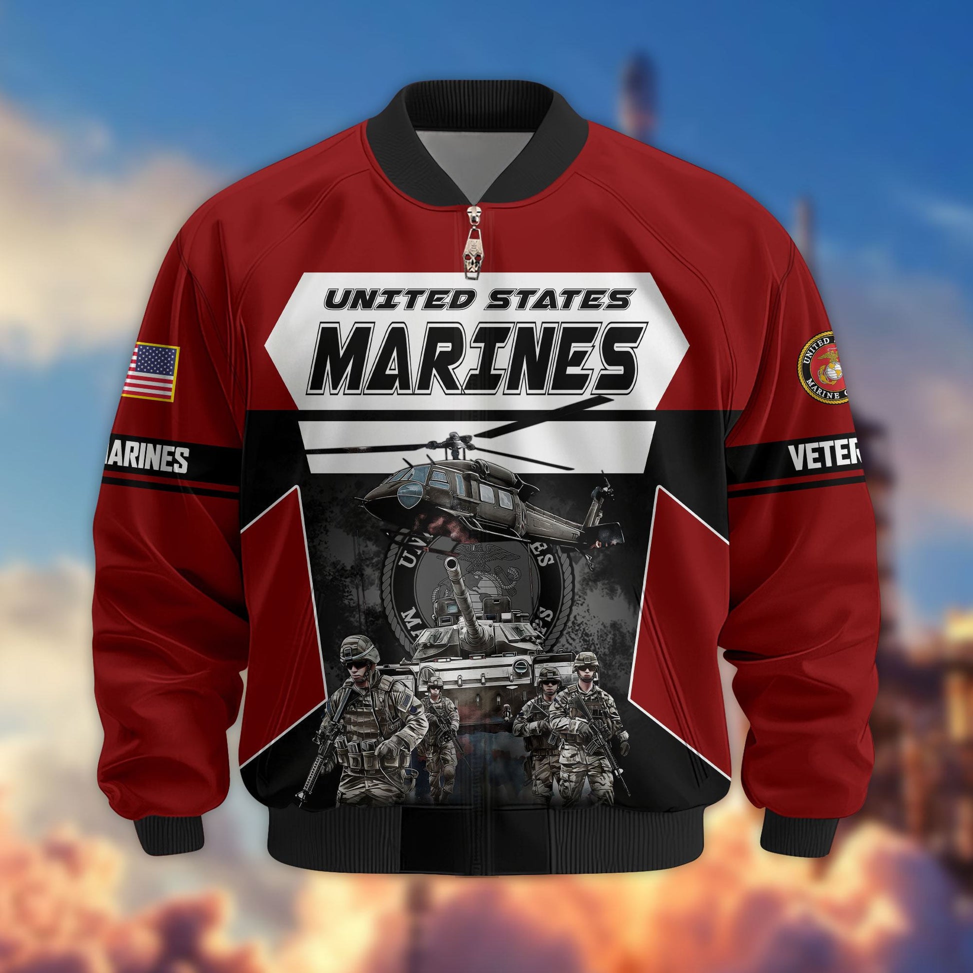 Premium US Veterans Bomber Jacket ATTN091021, Gifts For US Veterans, Gifts On Father's Day, Veterans Day.