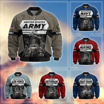 Premium US Veterans Bomber Jacket ATTN091021, Gifts For US Veterans, Gifts On Father's Day, Veterans Day.