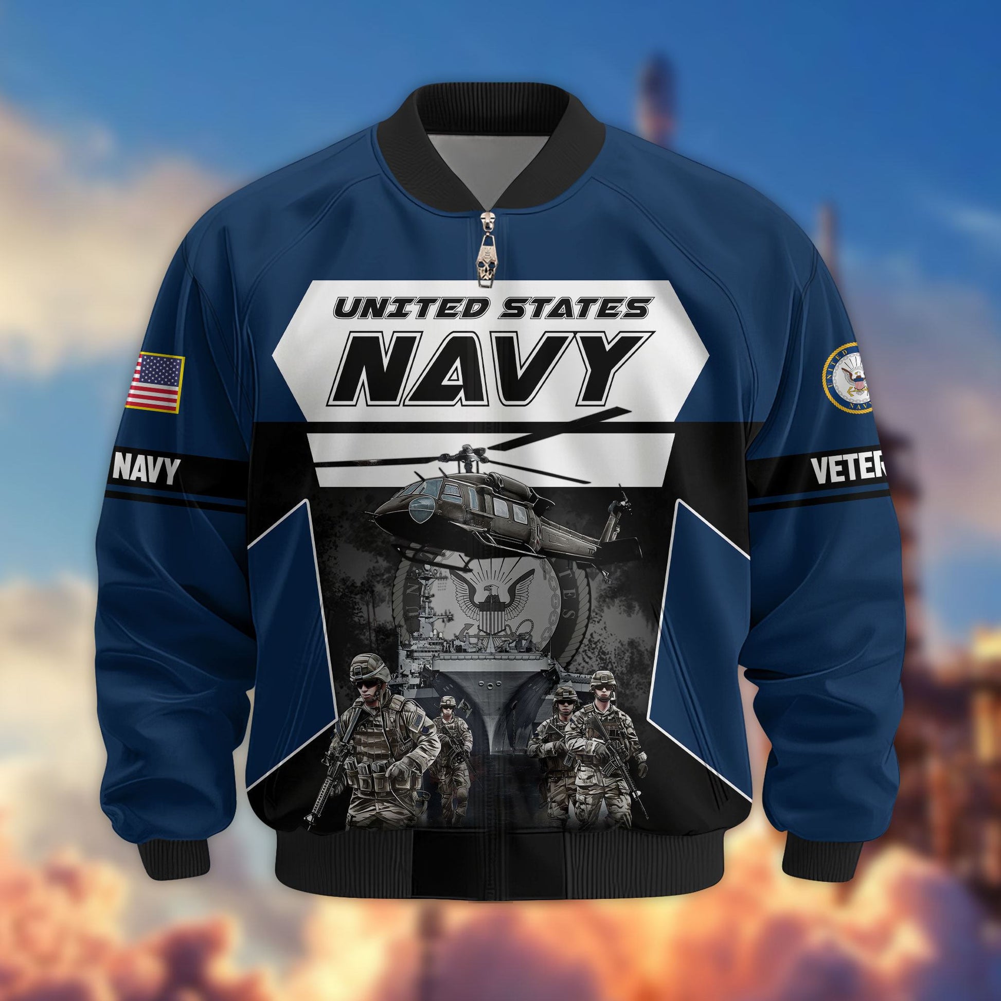 Premium US Veterans Bomber Jacket ATTN091021, Gifts For US Veterans, Gifts On Father's Day, Veterans Day.