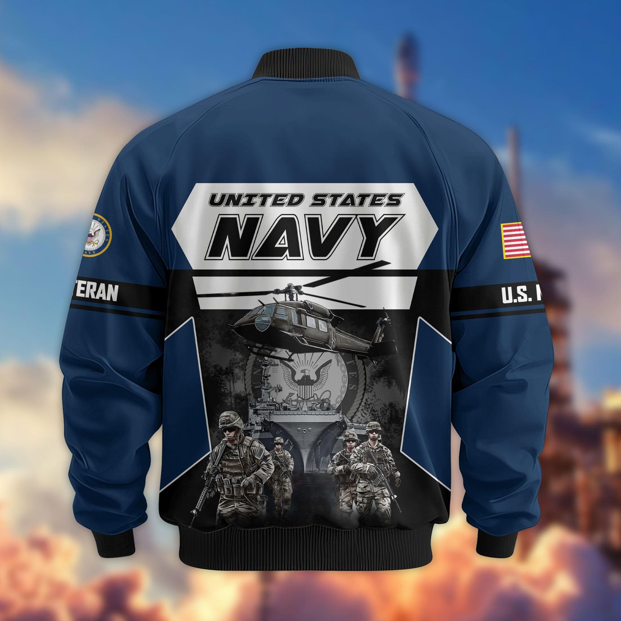 Premium US Veterans Bomber Jacket ATTN091021, Gifts For US Veterans, Gifts On Father's Day, Veterans Day.