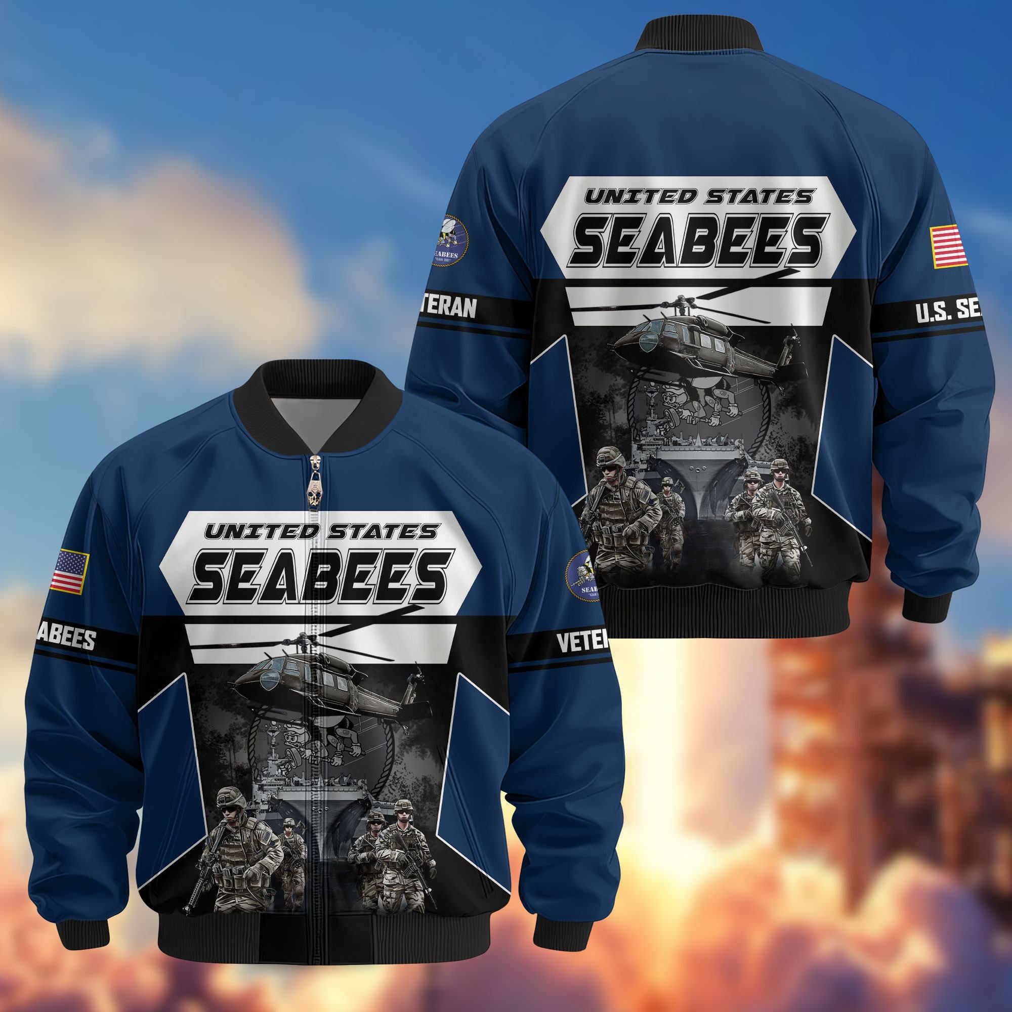 Premium US Veterans Bomber Jacket ATTN091021, Gifts For US Veterans, Gifts On Father's Day, Veterans Day.