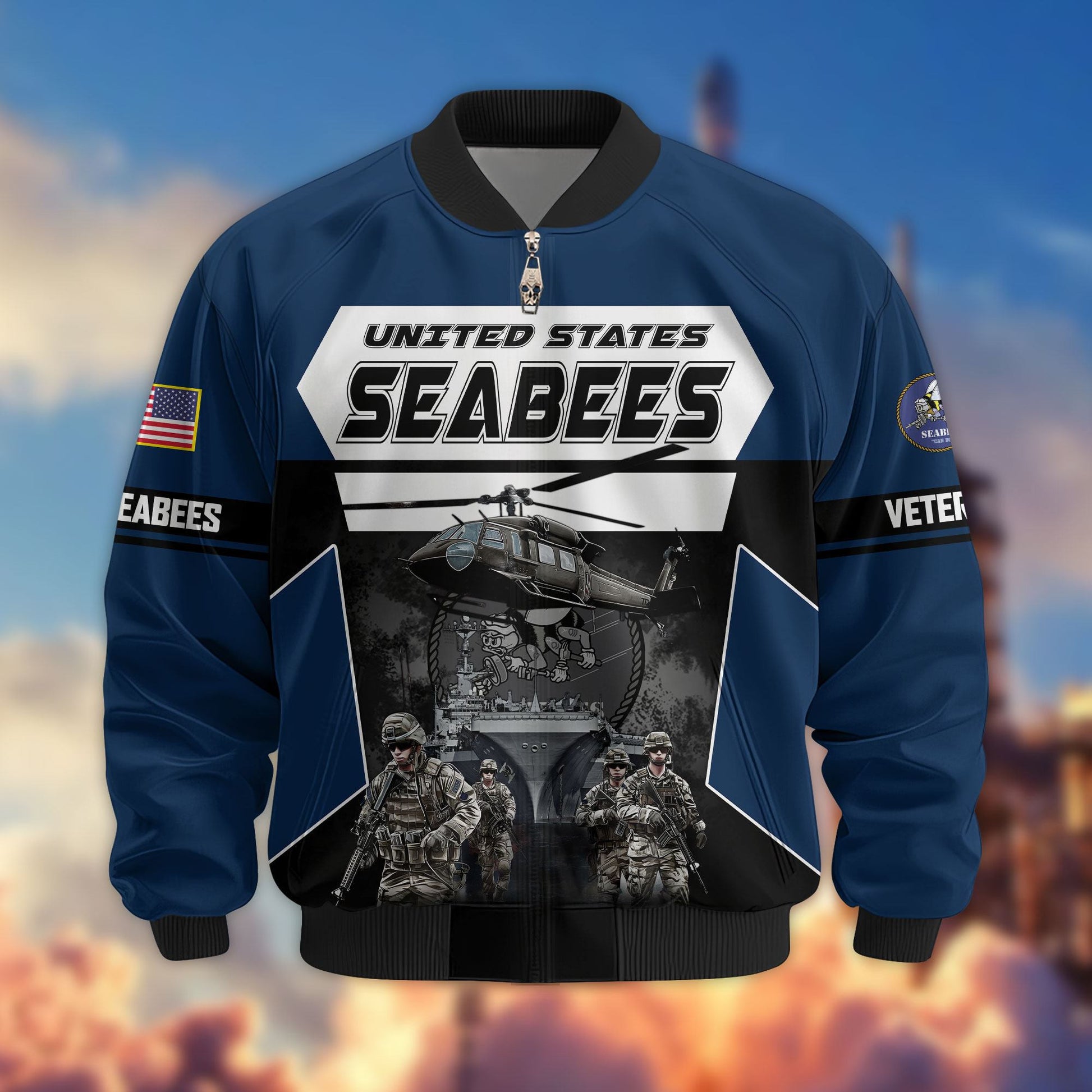 Premium US Veterans Bomber Jacket ATTN091021, Gifts For US Veterans, Gifts On Father's Day, Veterans Day.